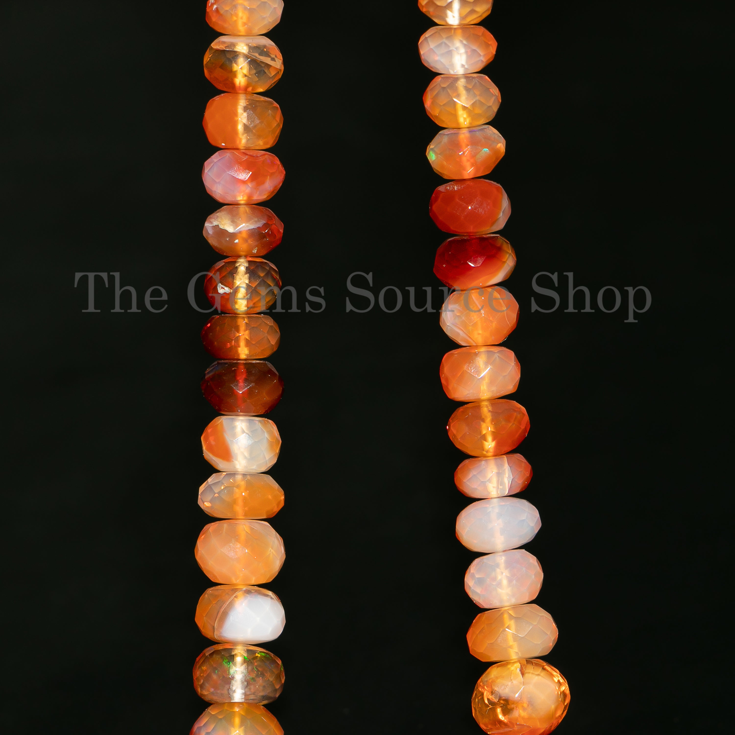 6-9mm Vibrant Mexican Fire Opal Faceted Rondelle Beads TGS-5019
