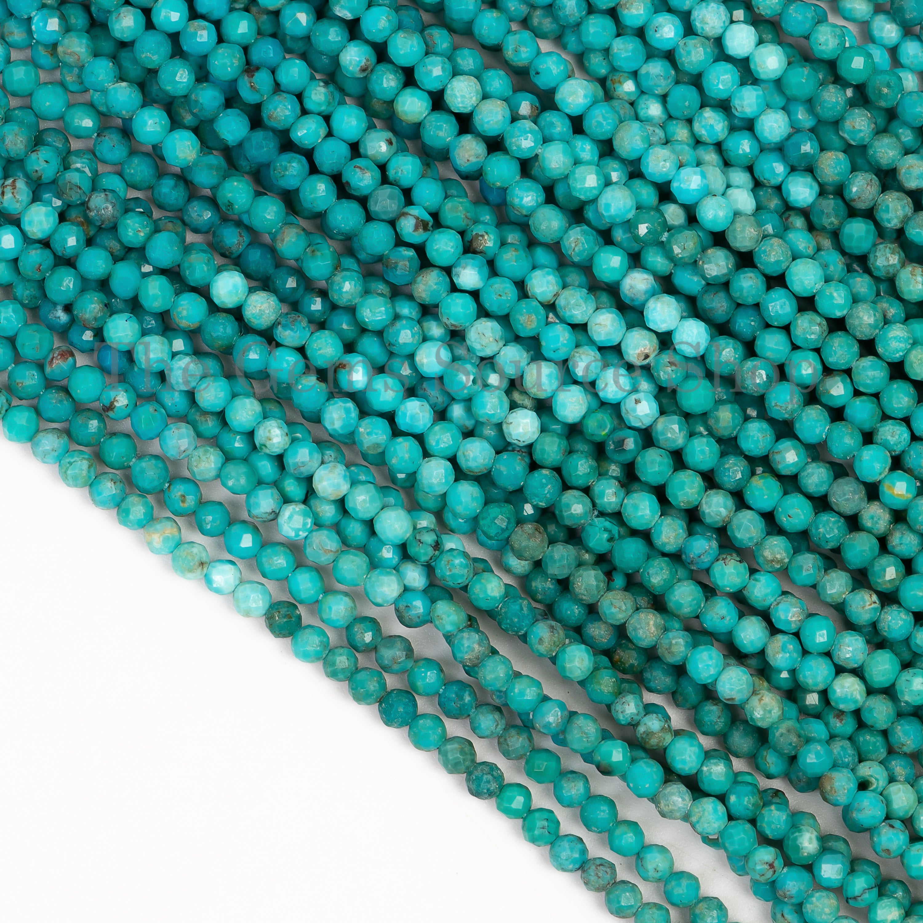 Natural Turquoise Faceted Rondelle Shape Wholesale Beads TGS-2129