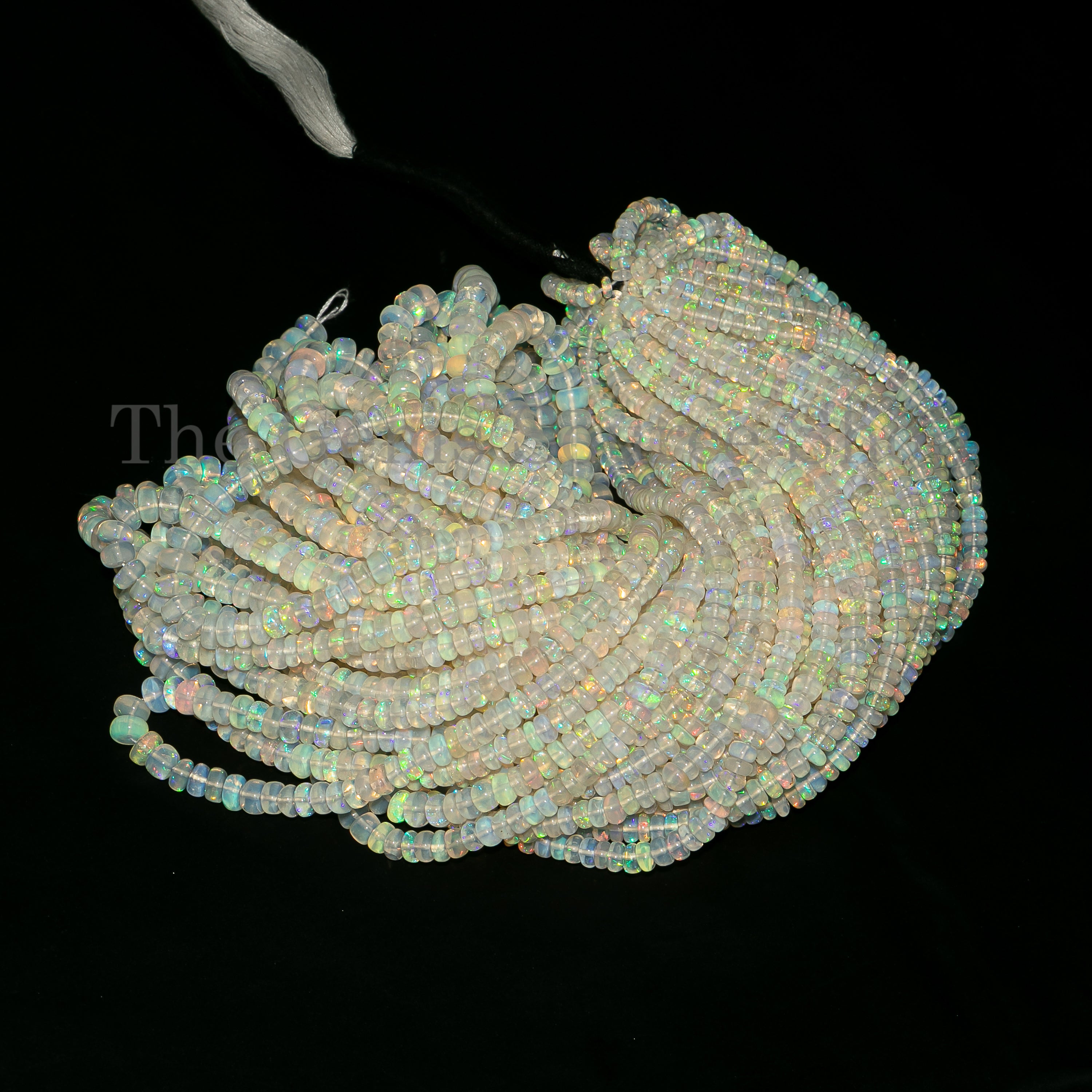 Natural Ethiopian Opal Smooth Rondelle Shape Gemstone Beads