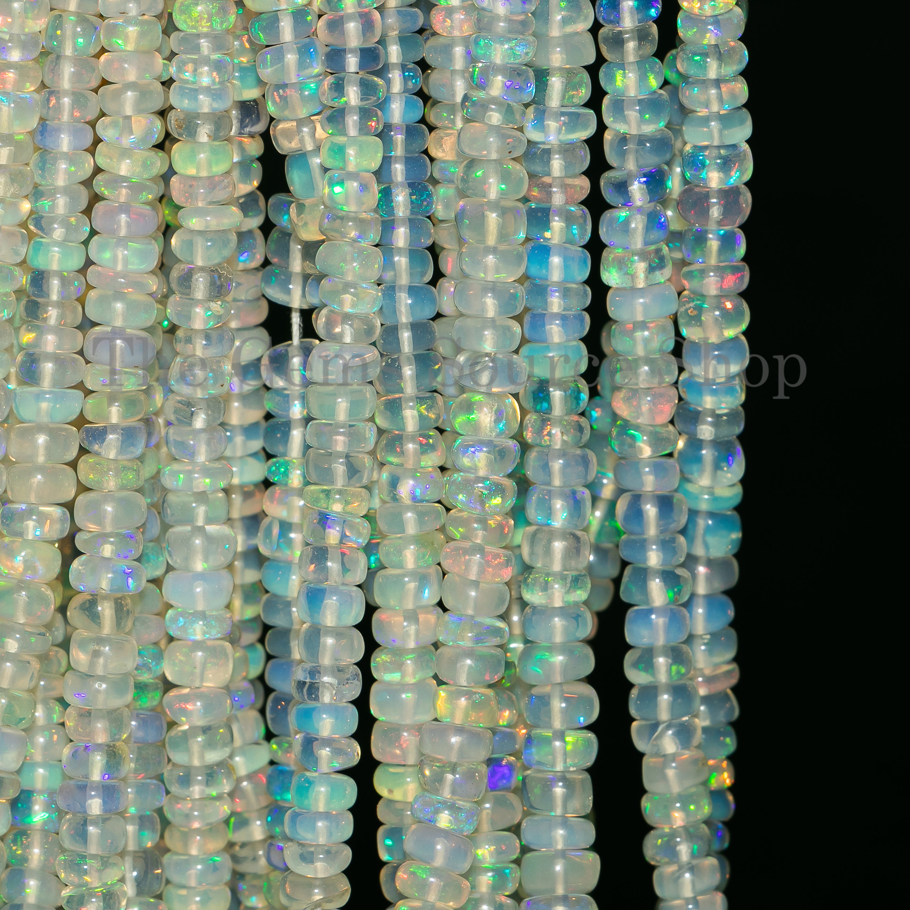 Natural Ethiopian Opal Smooth Rondelle Shape Gemstone Beads