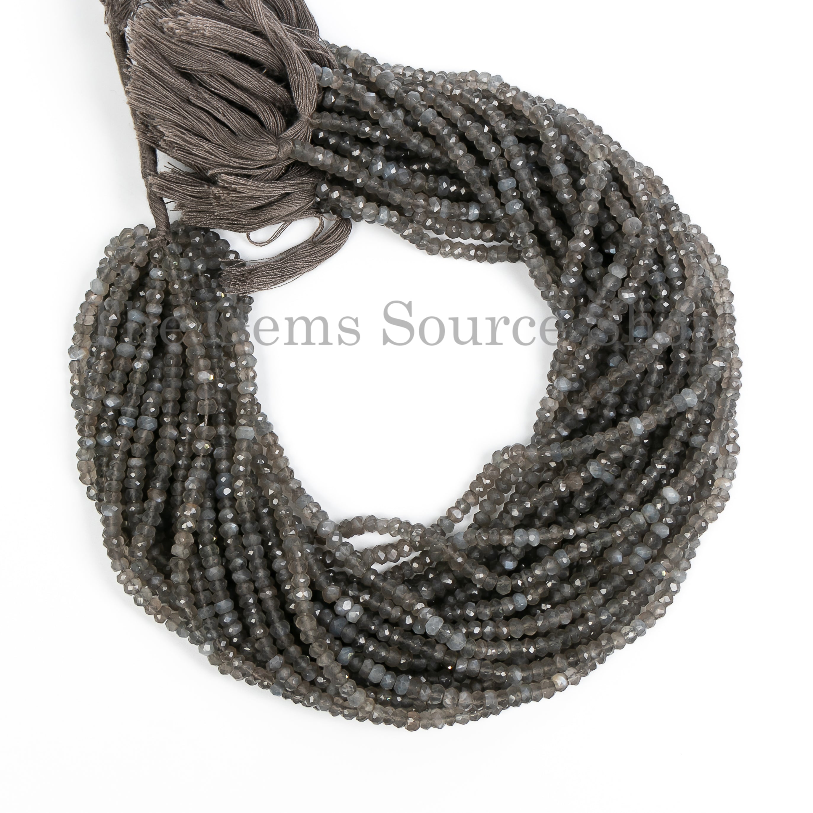 4-4.50MM Gray Moonstone Faceted Rondelle Beads TGS-2568