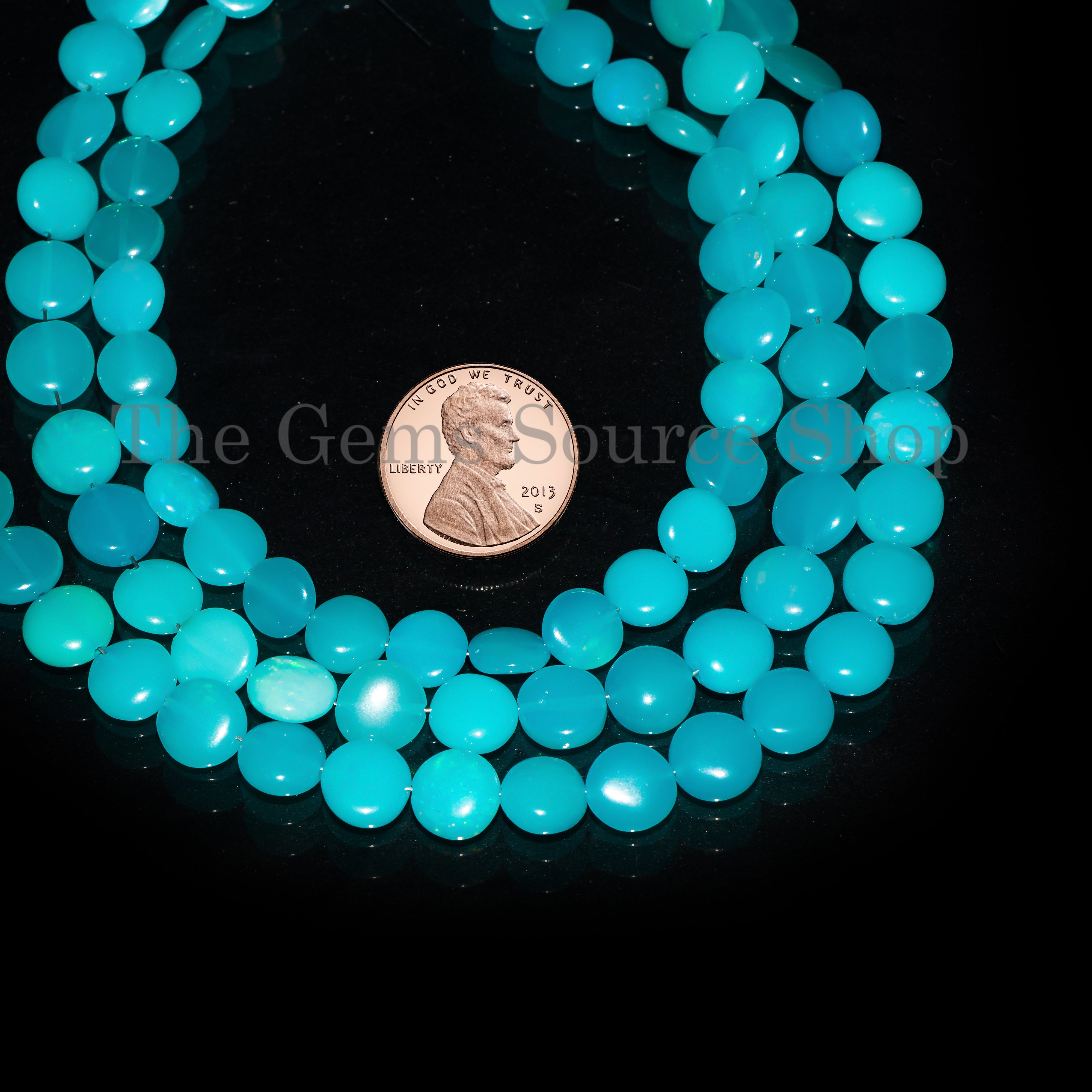 Paraiba Opal Plain Coins Shape Gemstone Beads For Jewelry TGS-4685