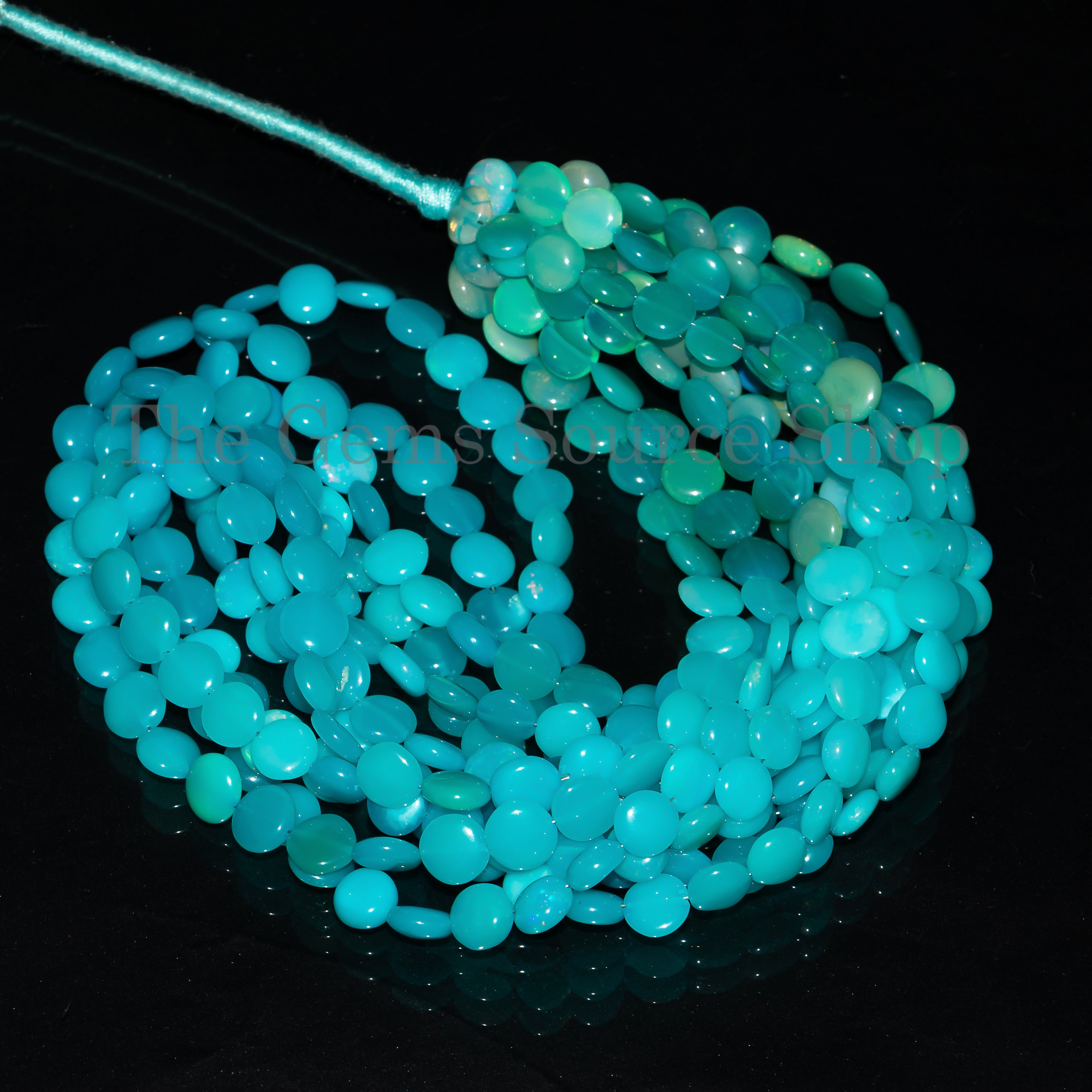 Paraiba Opal Plain Coins Shape Gemstone Beads For Jewelry TGS-4685
