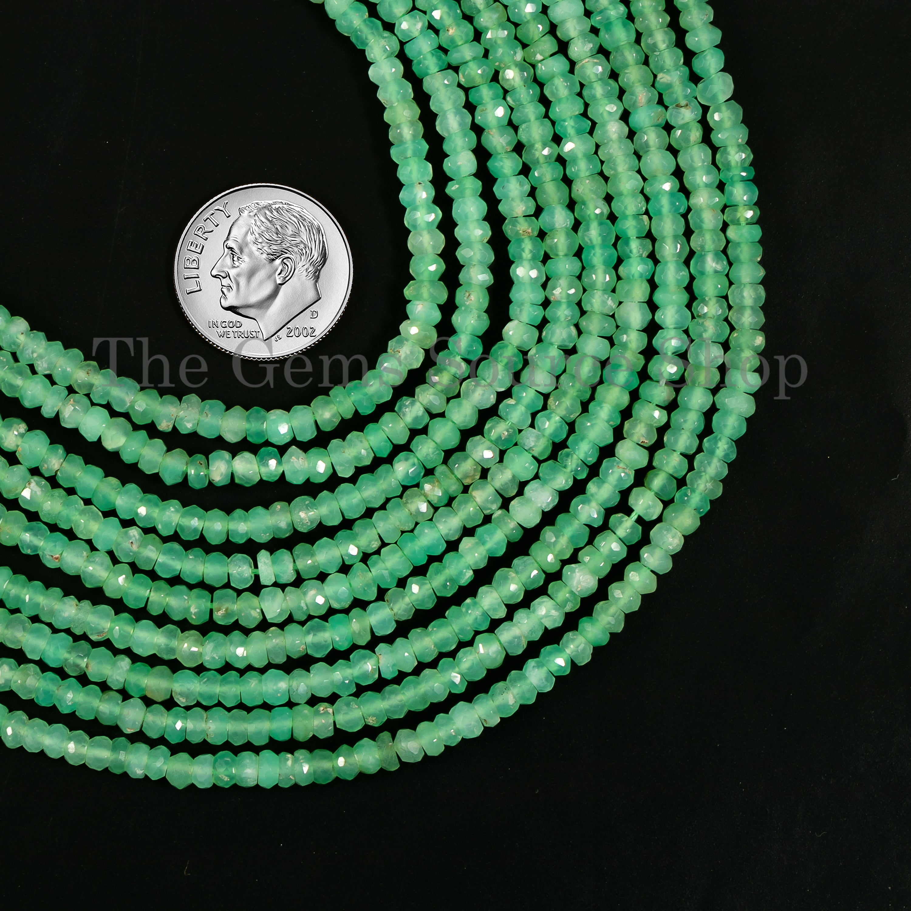 Chrysophrase Faceted Rondelle Beads TGS-2567