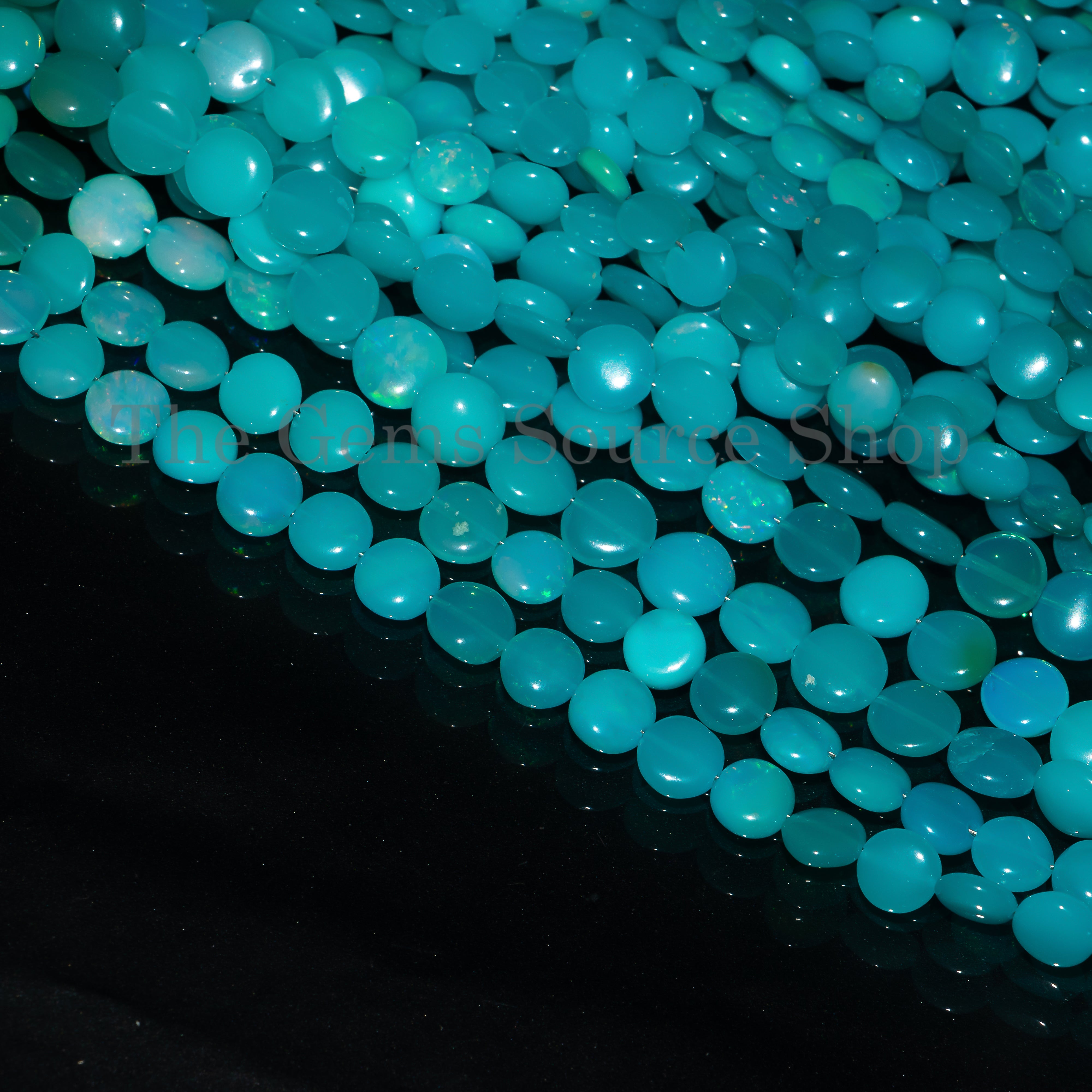 Paraiba Opal Plain Coins Shape Gemstone Beads For Jewelry Making TGS-4686