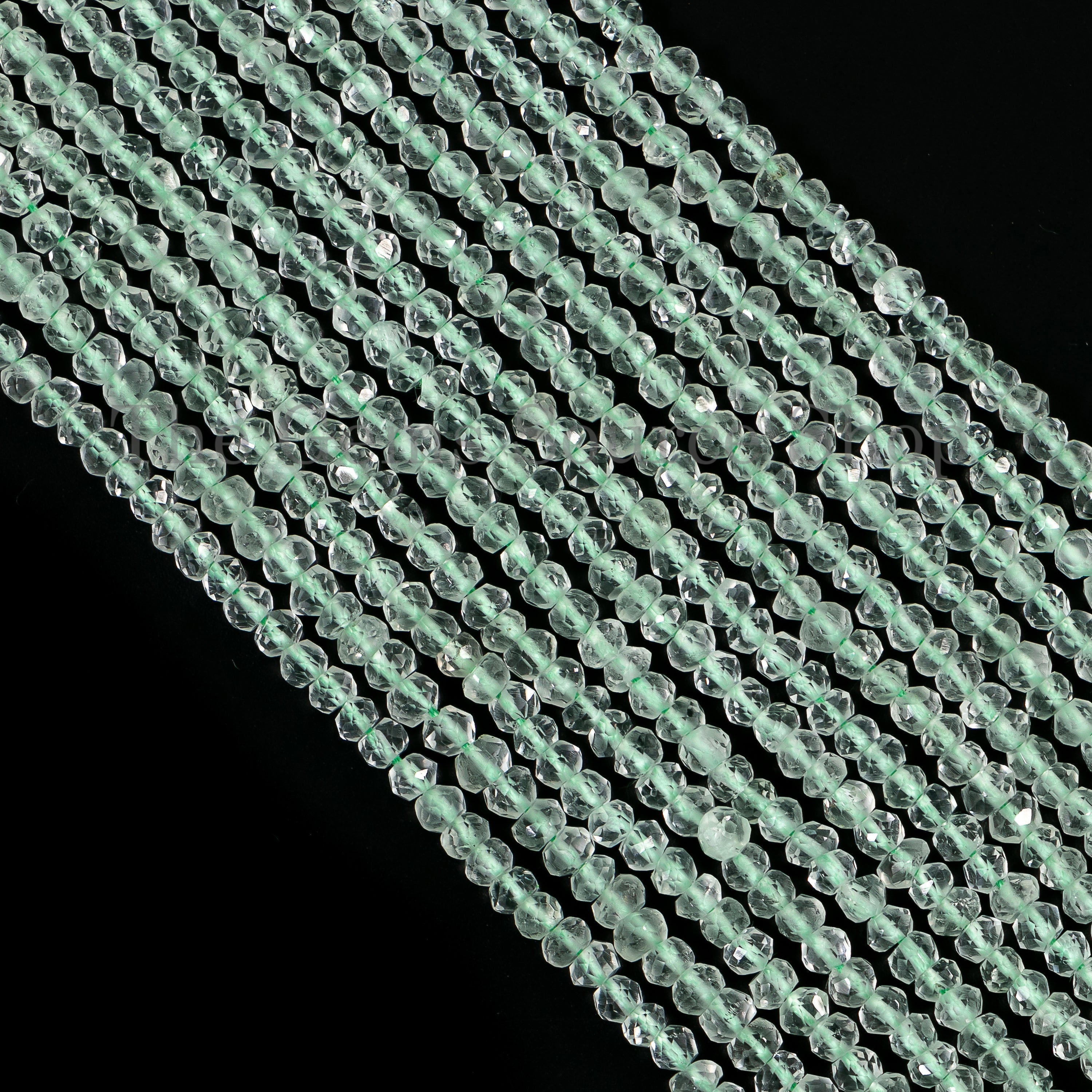 Green Amethyst Faceted Rondelle Shape Beads TGS-2563
