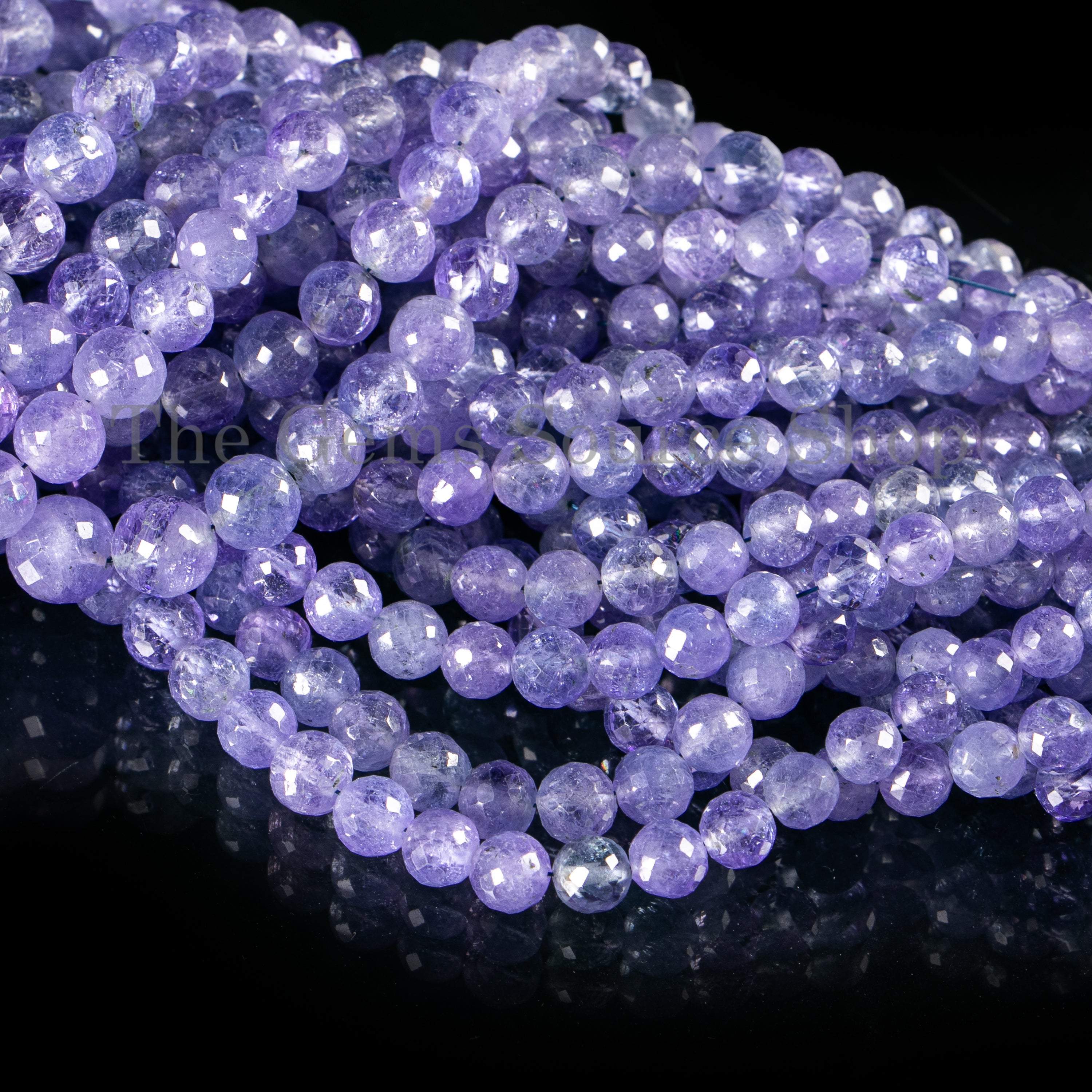 5-8 mm Tanzanite Faceted Round Shape Gemstone Beads TGS-4697