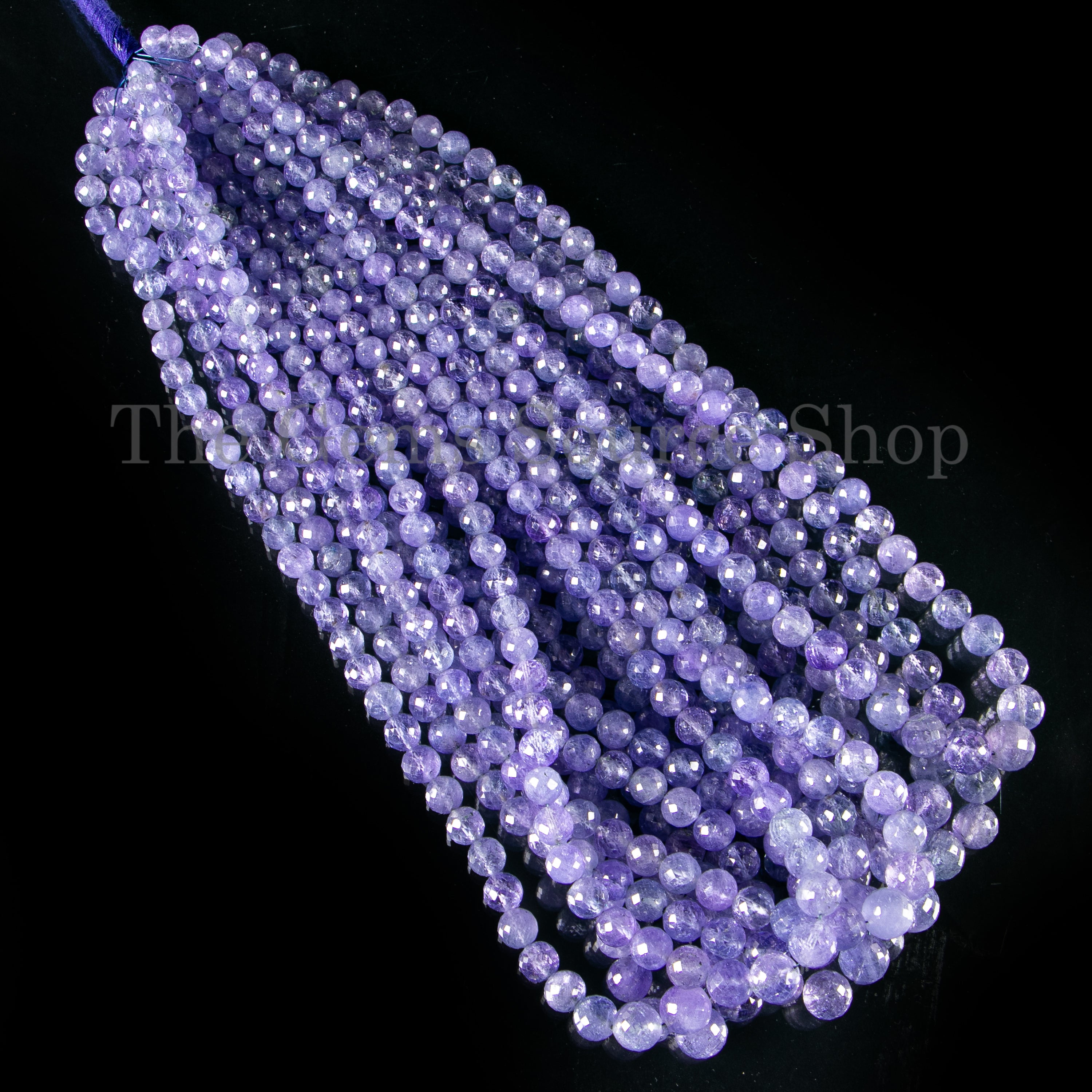 5-8 mm Tanzanite Faceted Round Shape Gemstone Beads TGS-4697