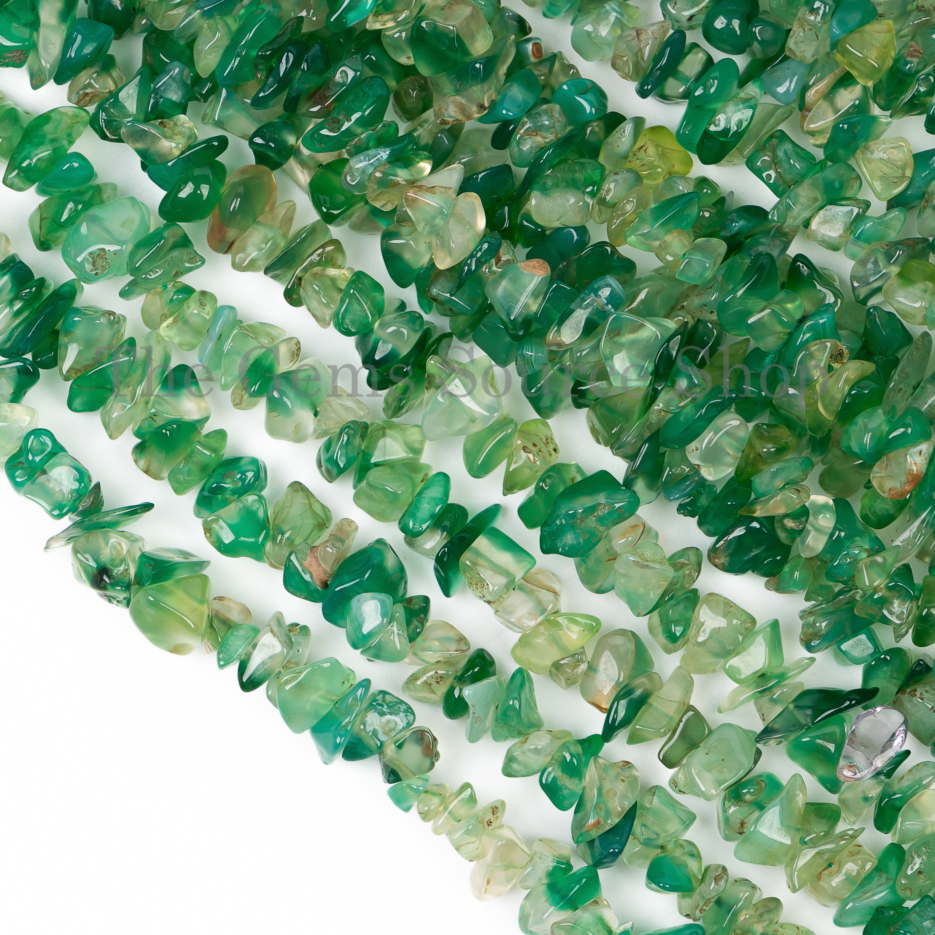 Green Fluorite Smooth Chips Shape Gemstone Beads TGS-5008