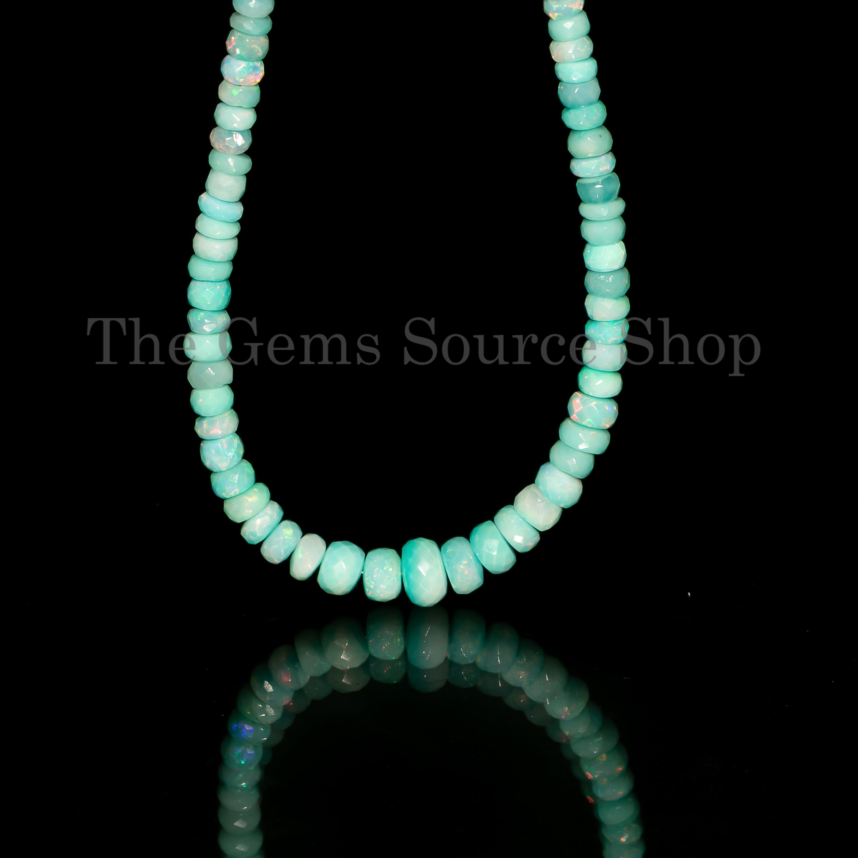 4.5-8.5 mm Light Blue Opal Faceted Rondelle Shape Beads TGS-4715