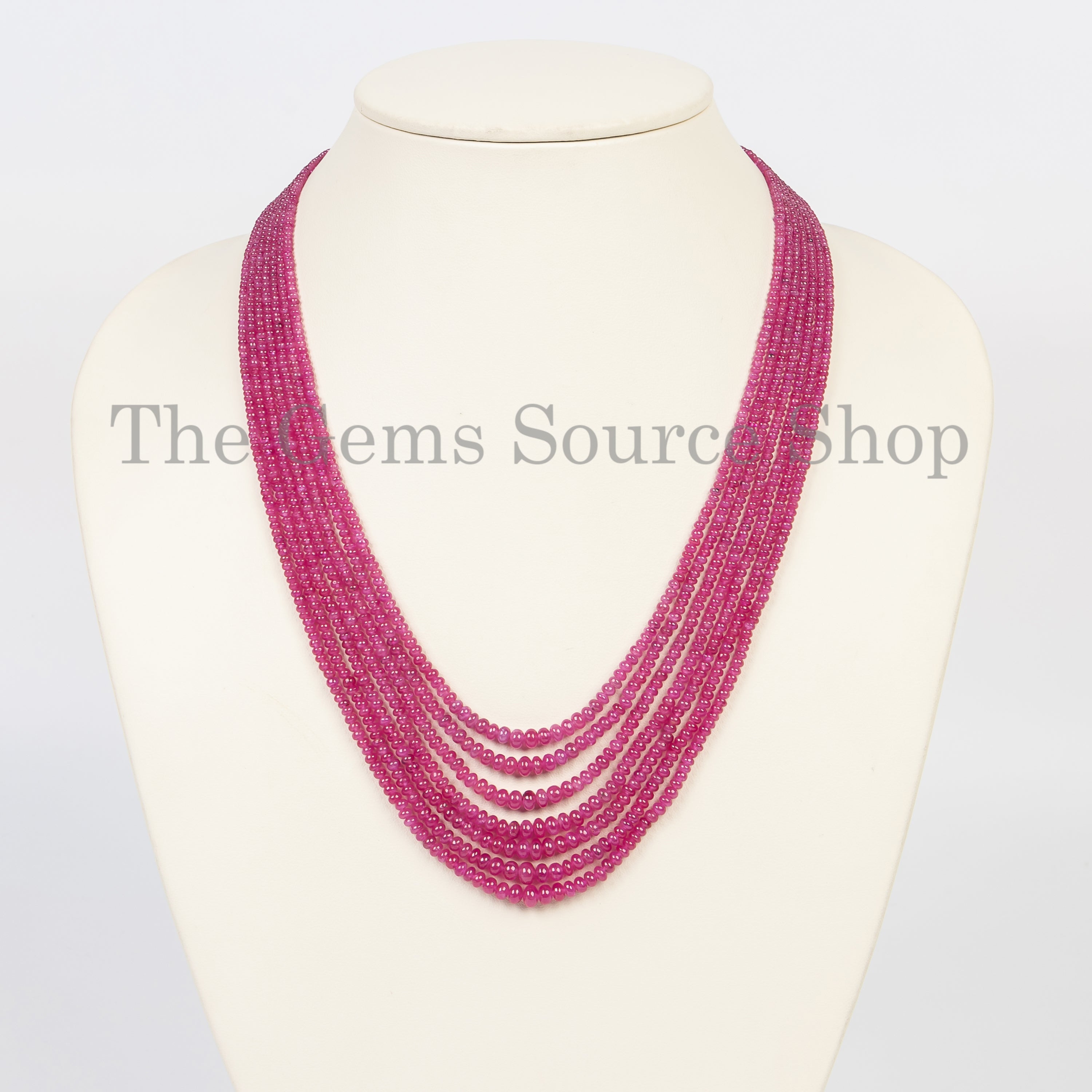 High Quality Burma Ruby Rondelle Shape Beaded Necklace 7 strands TGS-4999