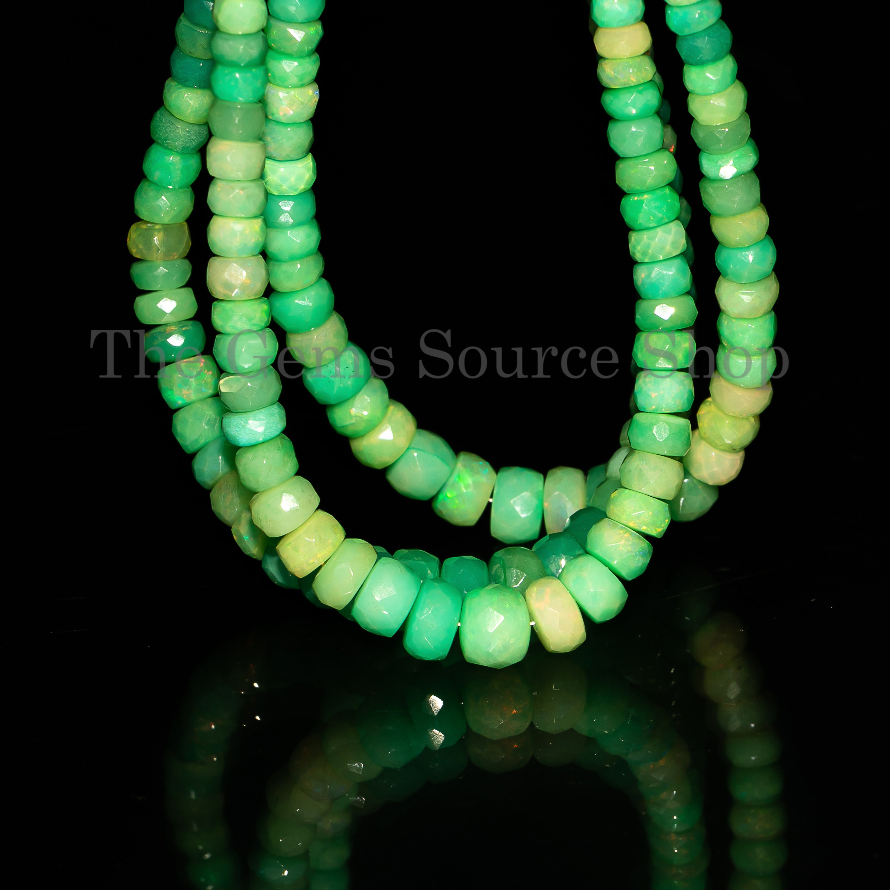 Green Opal faceted rondelle Shape Jewelry Making Gemstone Beads TGS-4712