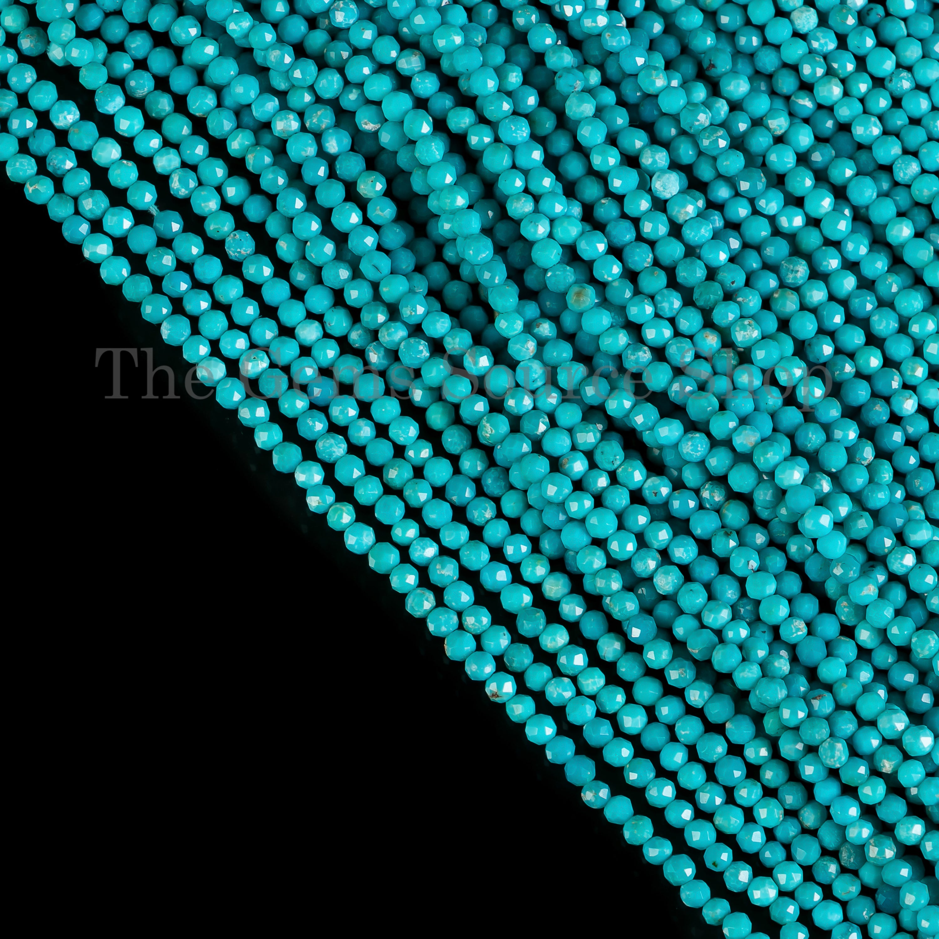 sleeping beauty turquoise faceted round machine-cut beads TGS-5001