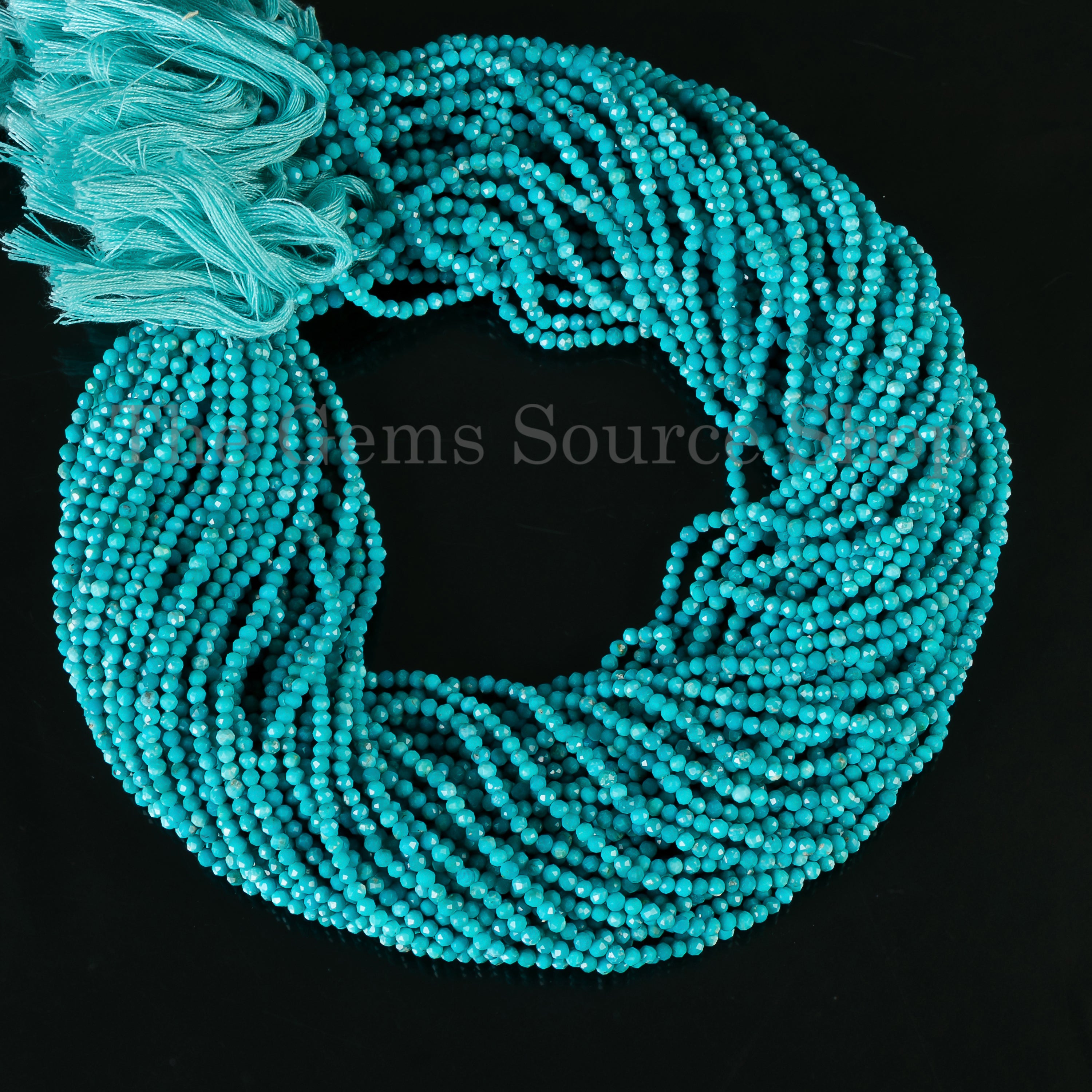 sleeping beauty turquoise faceted round machine-cut beads TGS-5001