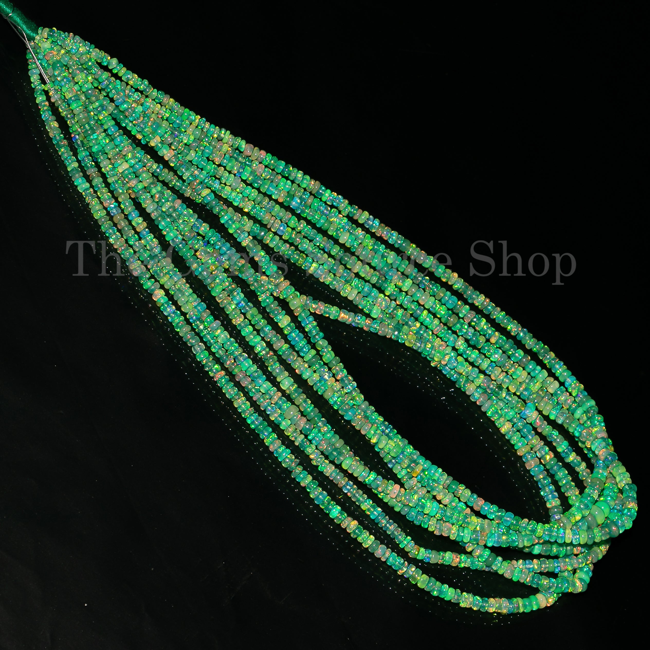Green Opal Smooth Rondelle Shape Beads TGS-4721