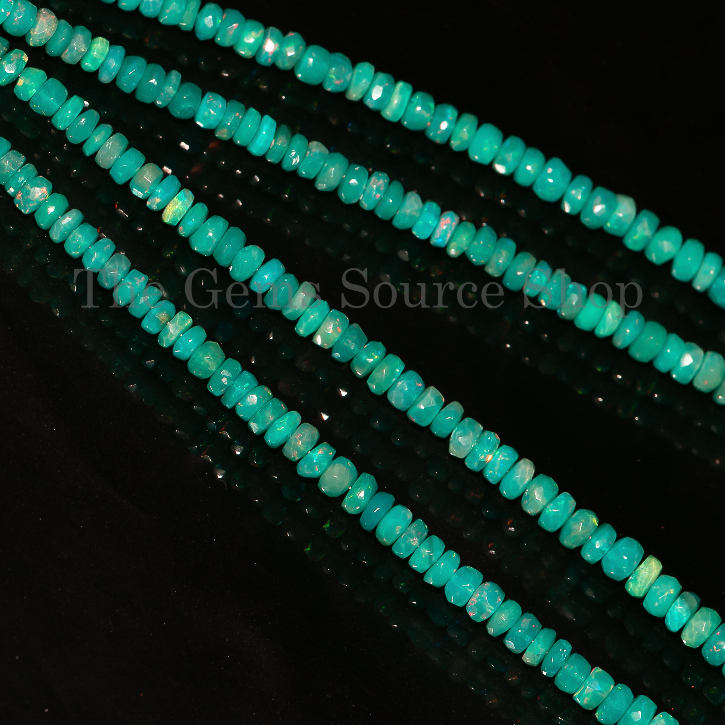 4-7 mm Blue Opal Faceted Rondelle Shape Beads TGS-4714