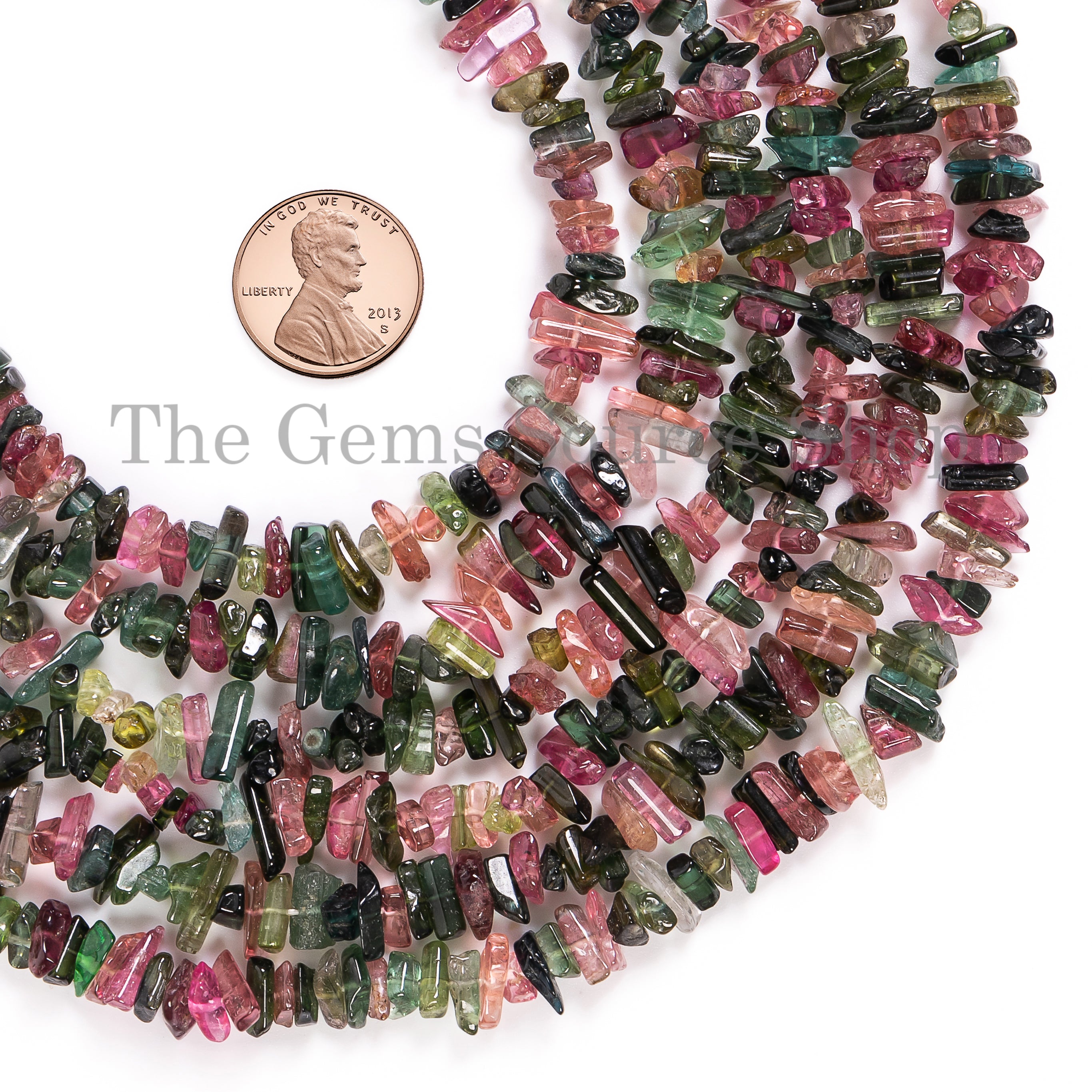Multi Tourmaline Smooth Chips Nuggets Beads For Jewelry Making TGS-4693