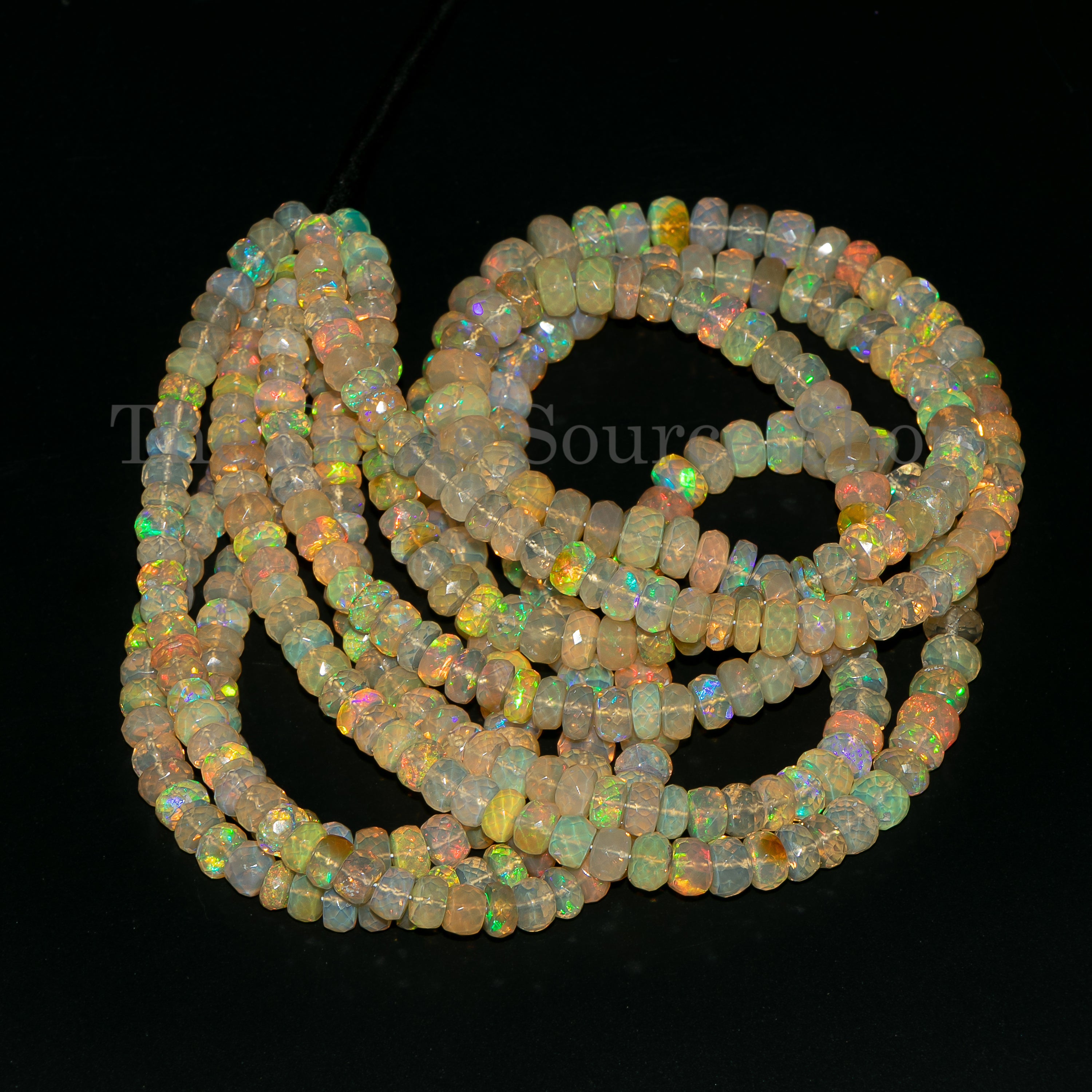 Ethiopian Opal faceted rondelle Shape Gemstone beads TGS-4818
