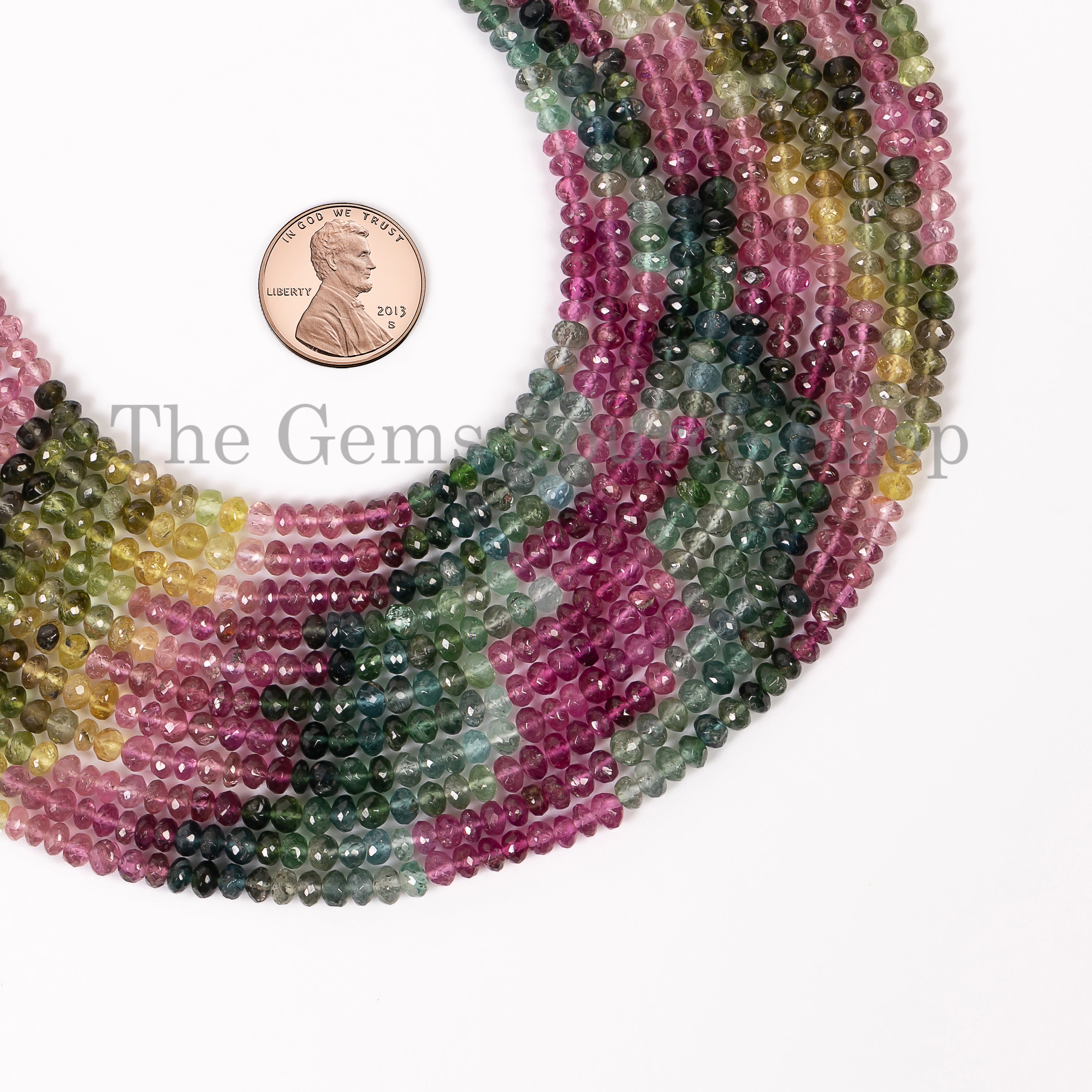 Multi Tourmaline Faceted Rondelle Shape Beads TGS-4740