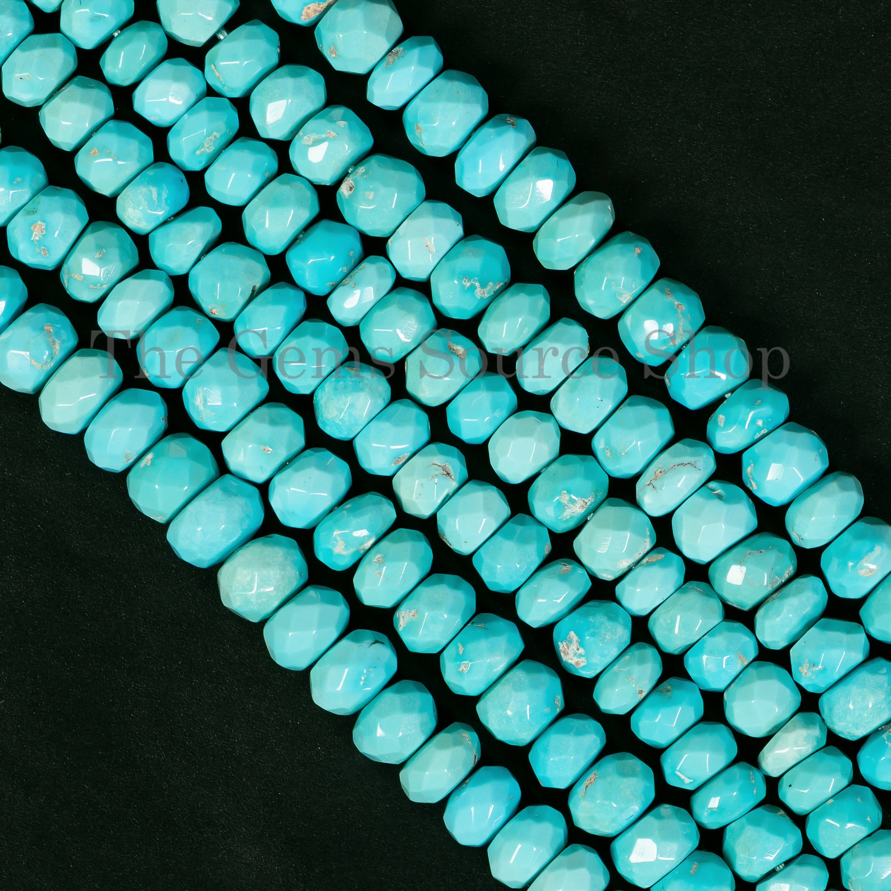 Sleeping Beauty Turquoise Faceted Rondelle Shape Beads TGS-4940