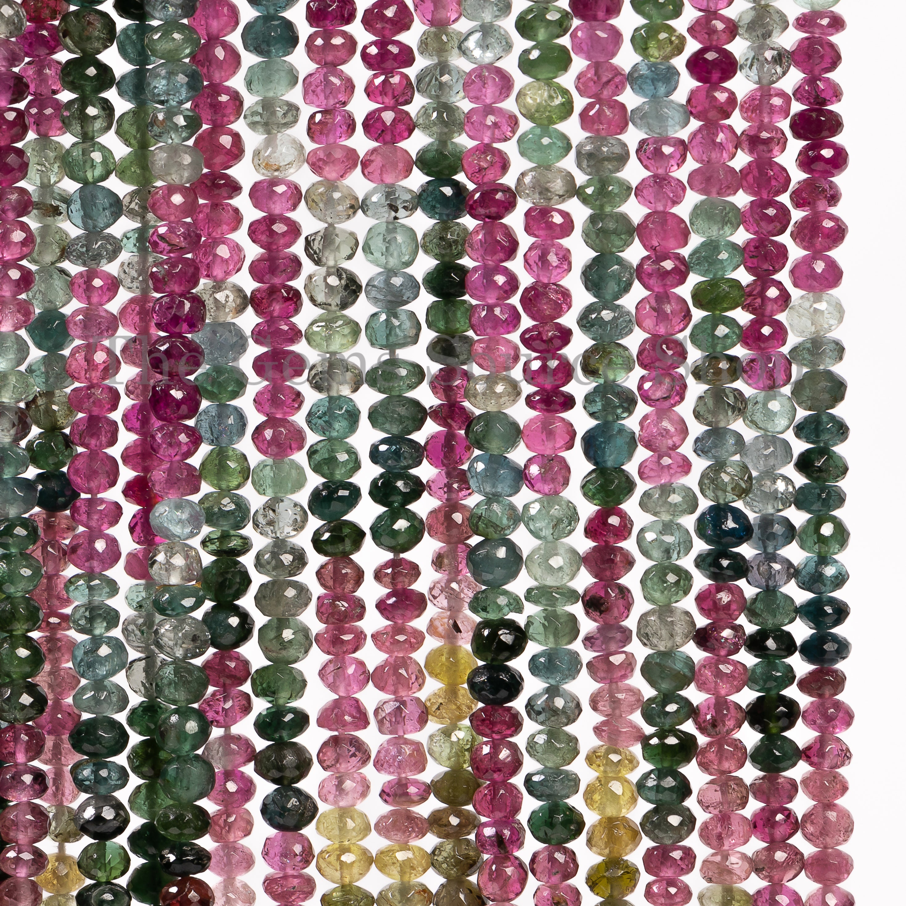Multi Tourmaline Faceted Rondelle Shape Beads TGS-4740