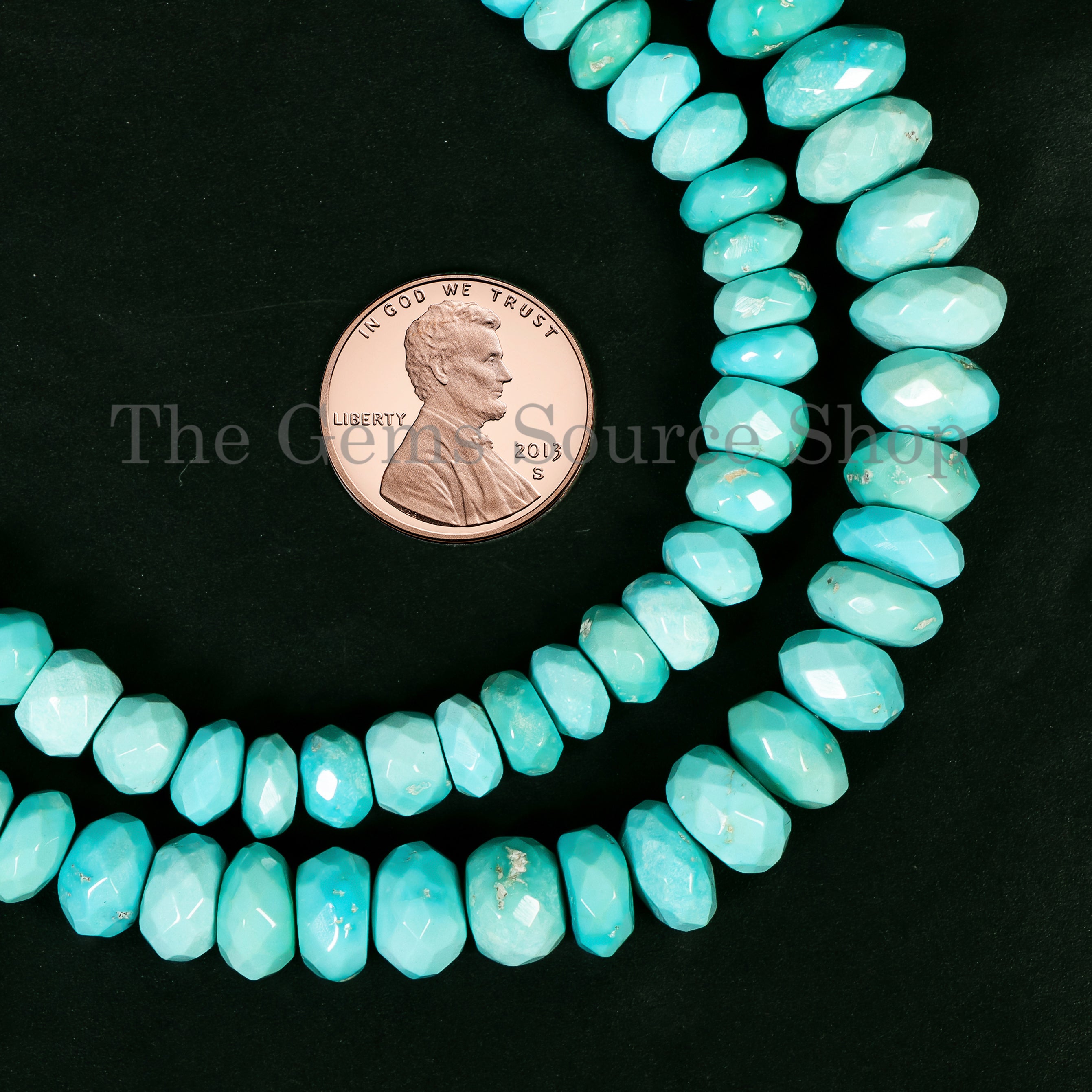 Sleeping Beauty Turquoise Faceted Rondelle Beads For Jewelry TGS-4939