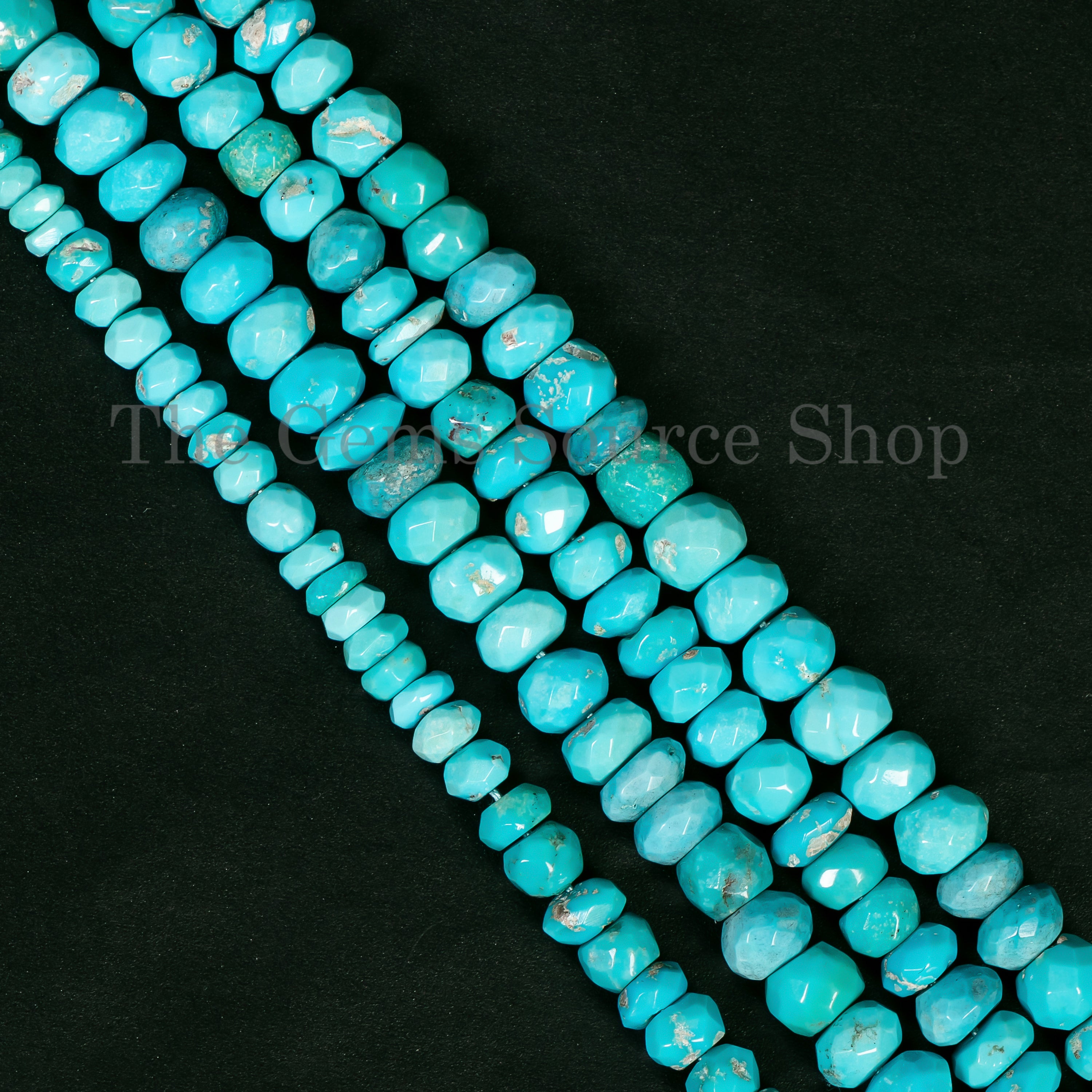 Sleeping Beauty Turquoise Faceted Rondelle Shape Beads TGS-4941