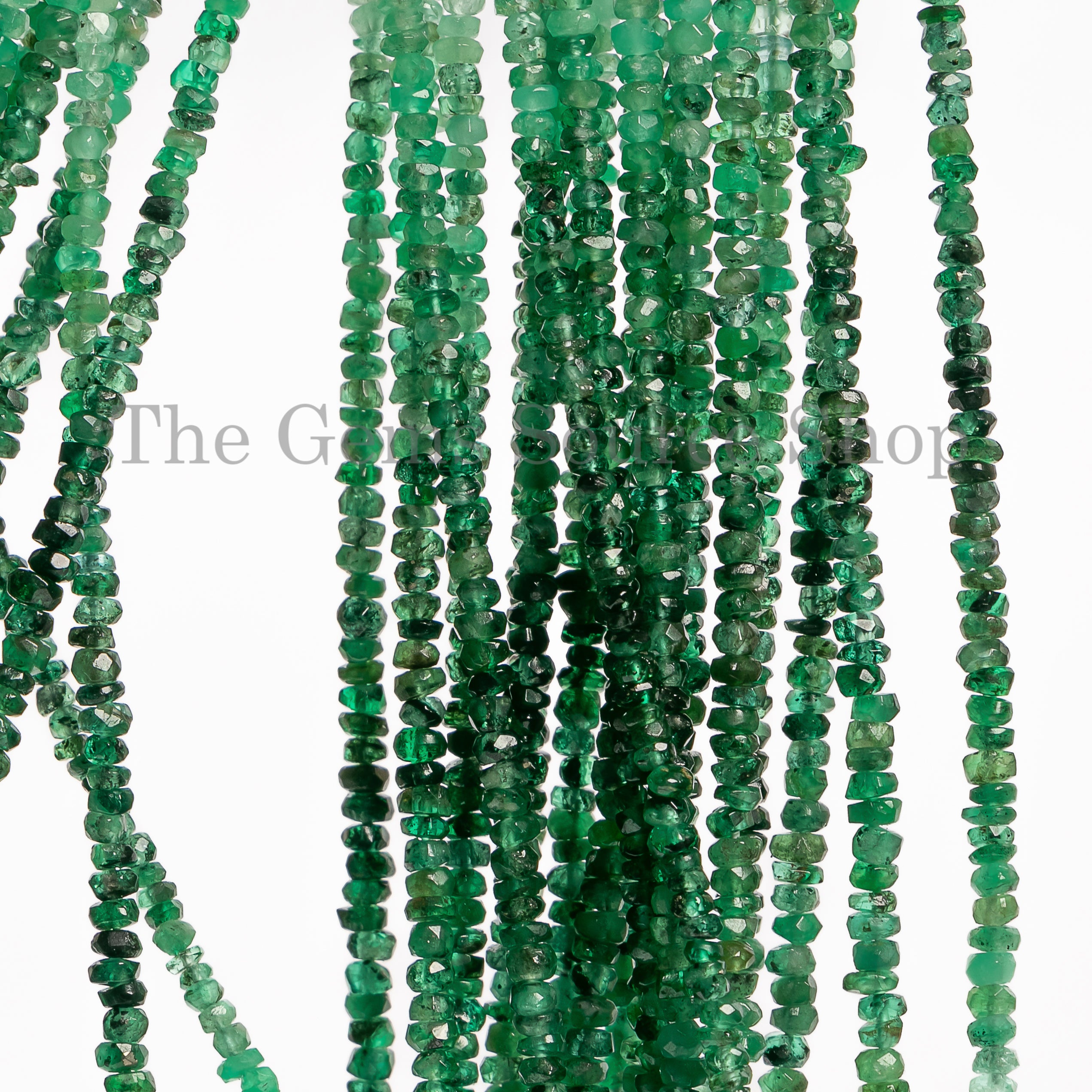 2-2.75 mm Shaded Emerald Rondelle Briolette Beads TGS-4727
