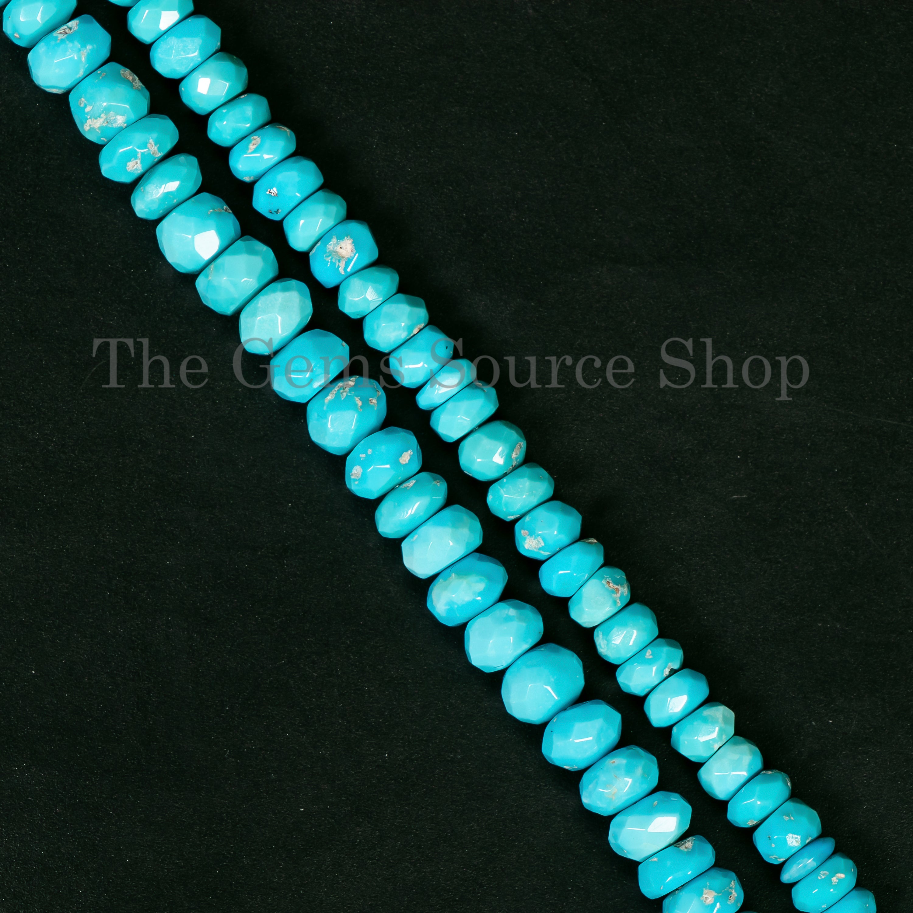 Sleeping Beauty Turquoise Faceted Rondelle Shape Beads TGS-4942