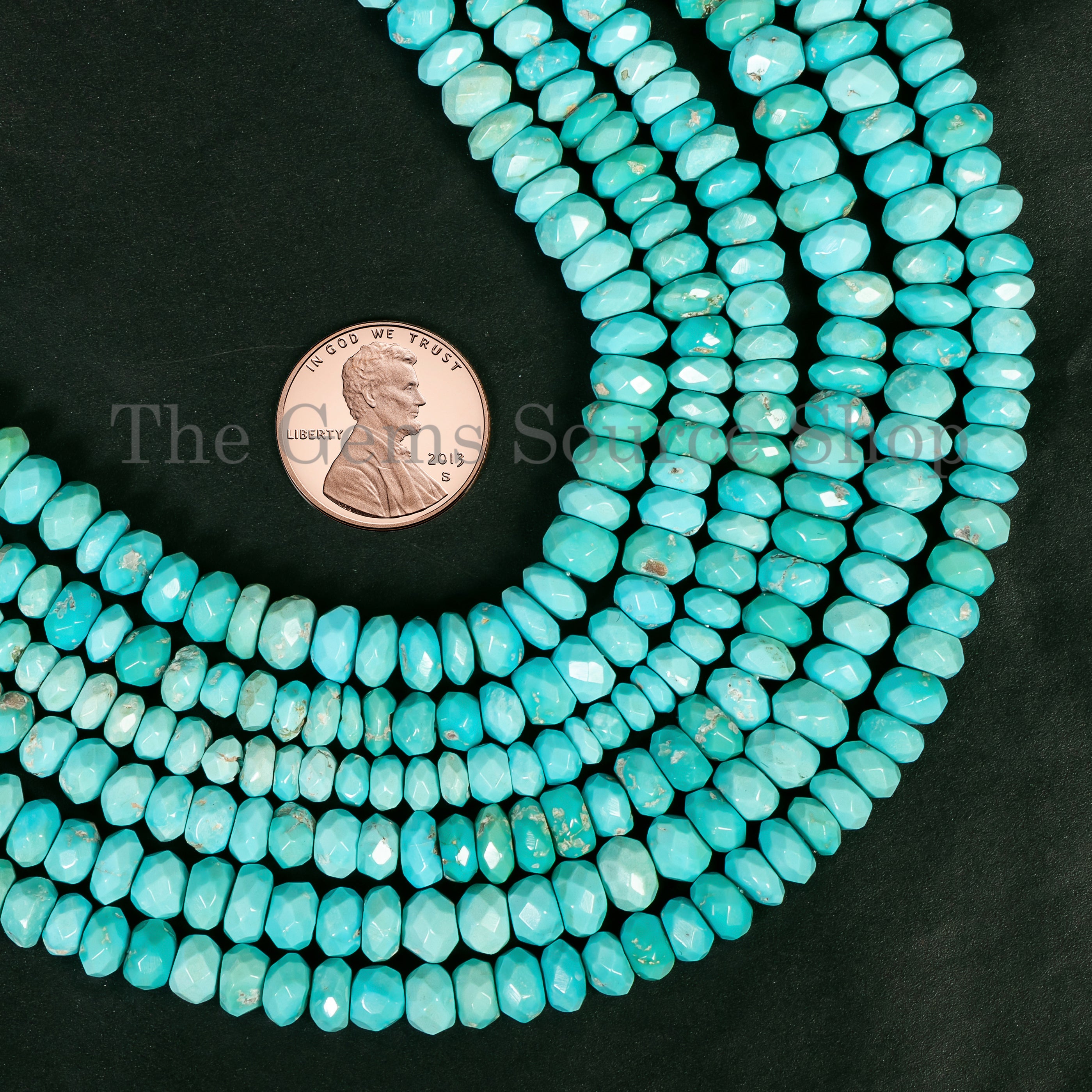 Sleeping Beauty Turquoise Faceted Rondelle Shape Beads TGS-4938