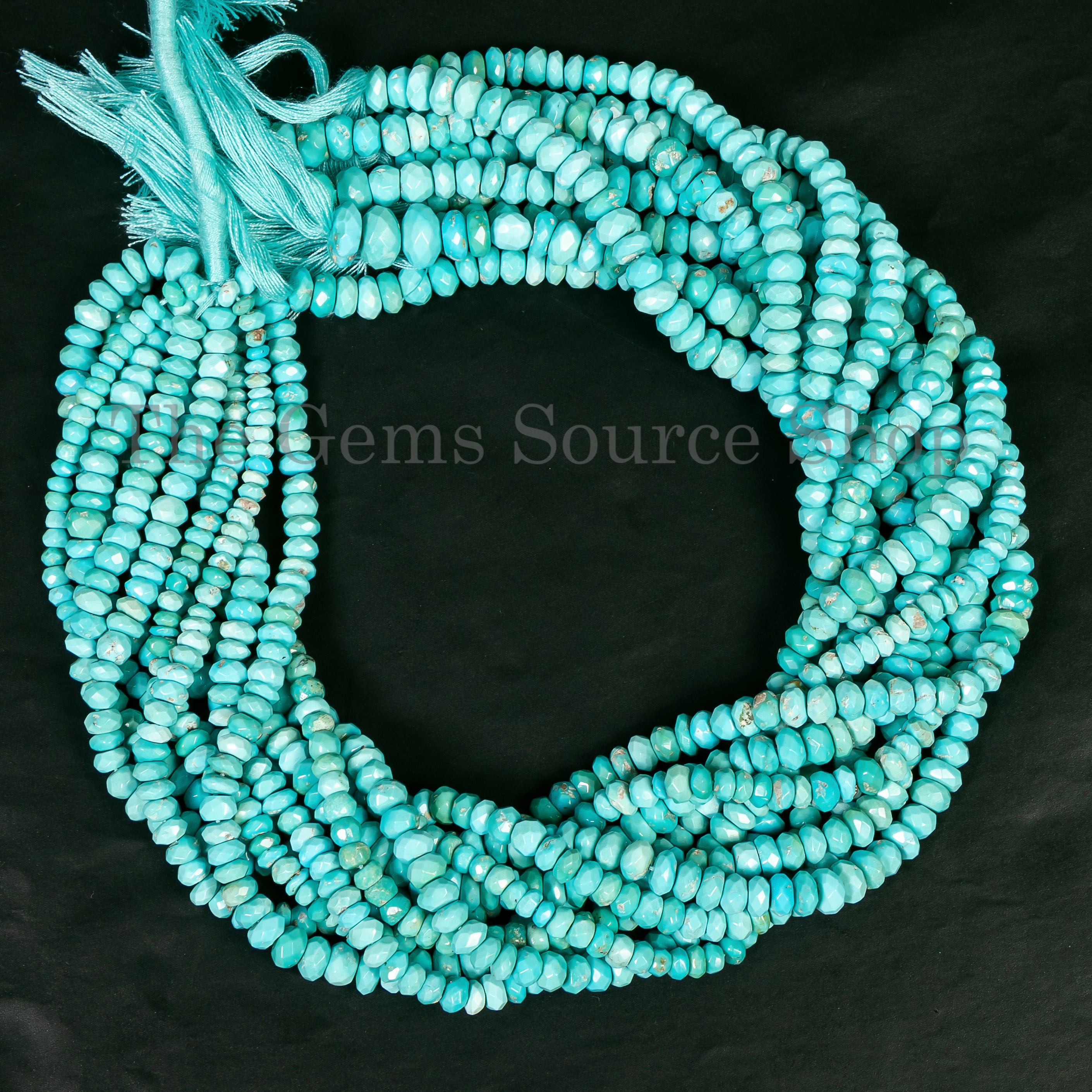 Sleeping Beauty Turquoise Faceted Rondelle Shape Beads TGS-4938