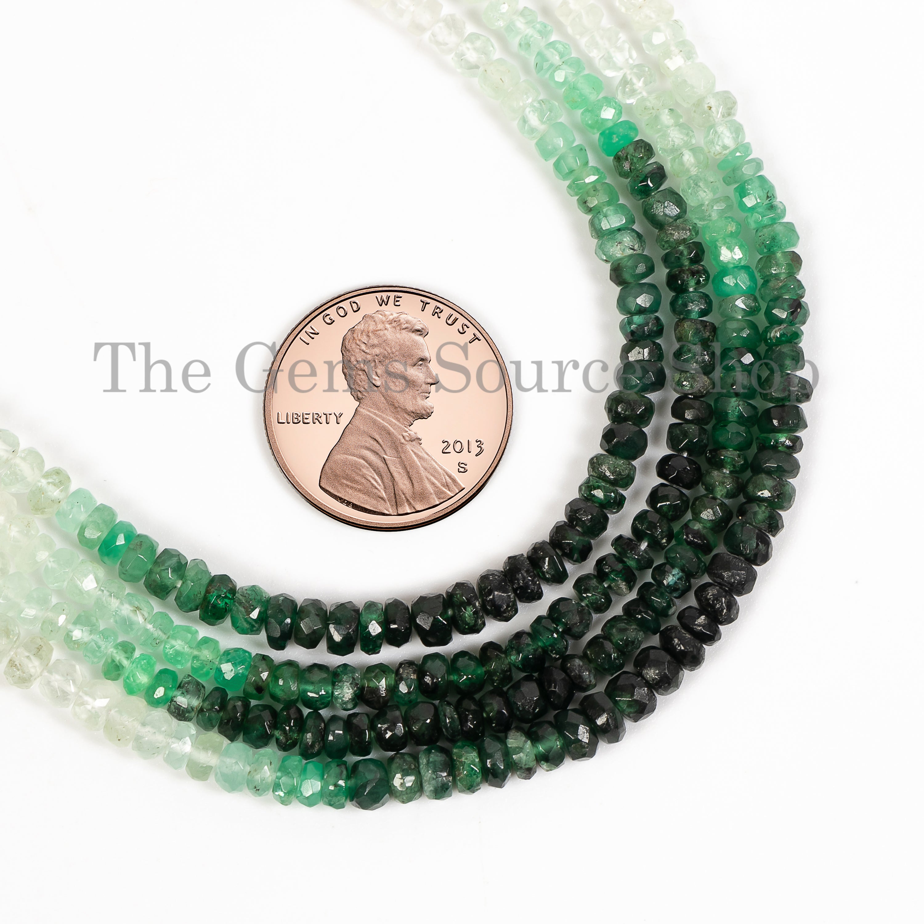 3.5-4 mm Shaded emerald faceted rondelle Beads TGS-4737