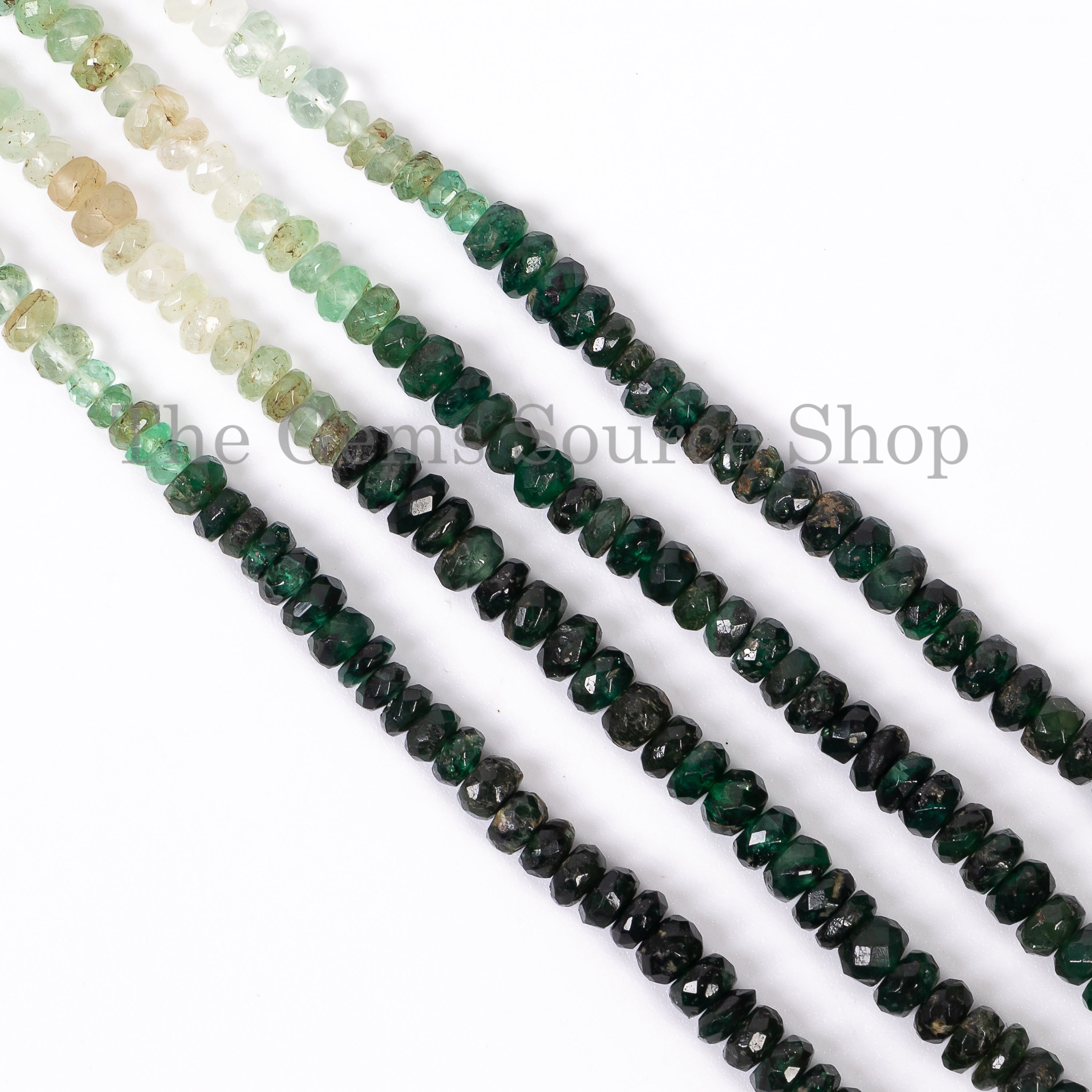 4-4.5 mm Shaded emerald faceted Rondelle Beads TGS-4736