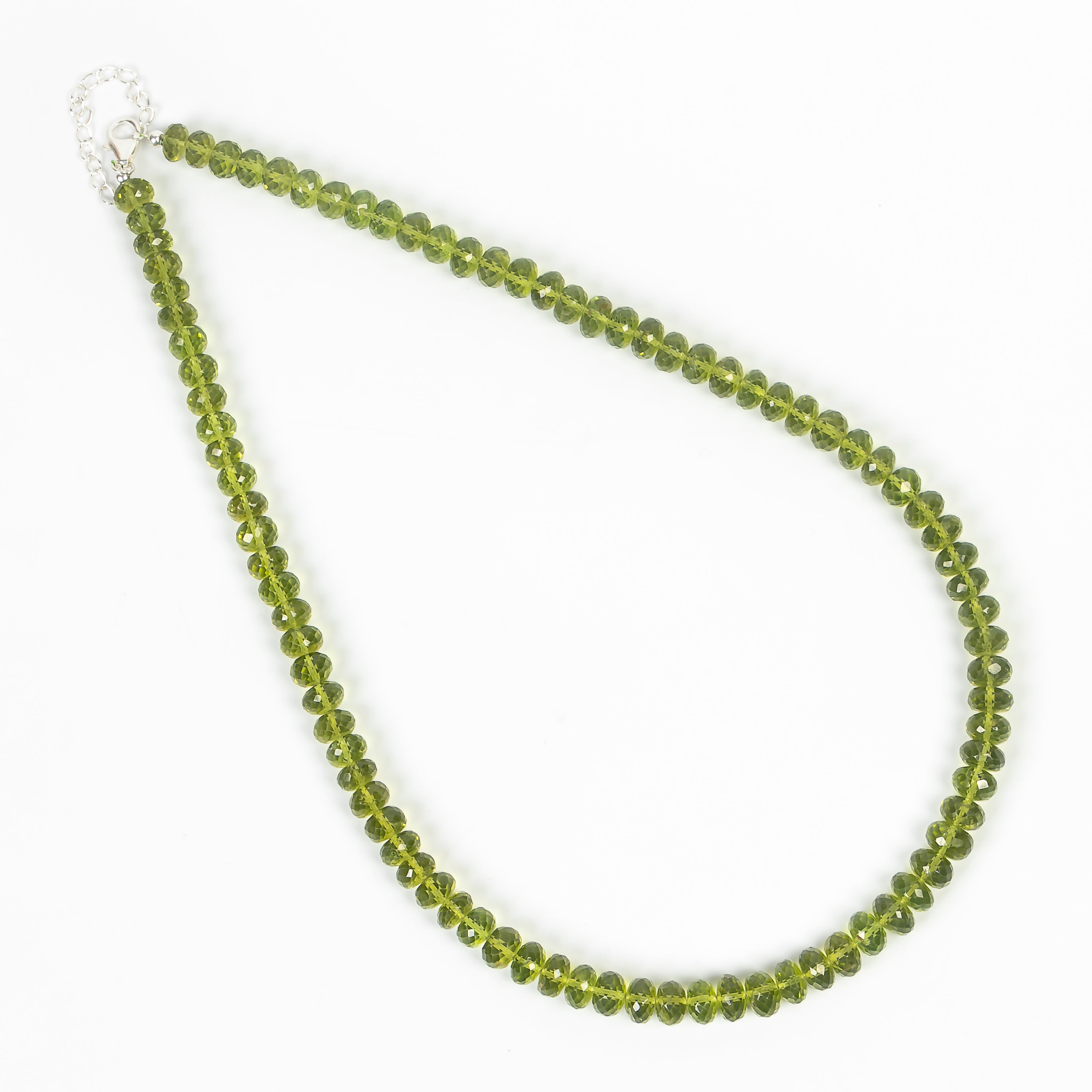 5.5-7.5MM Peridot Smooth Rondelle Shape Beaded Necklace TGS-1833