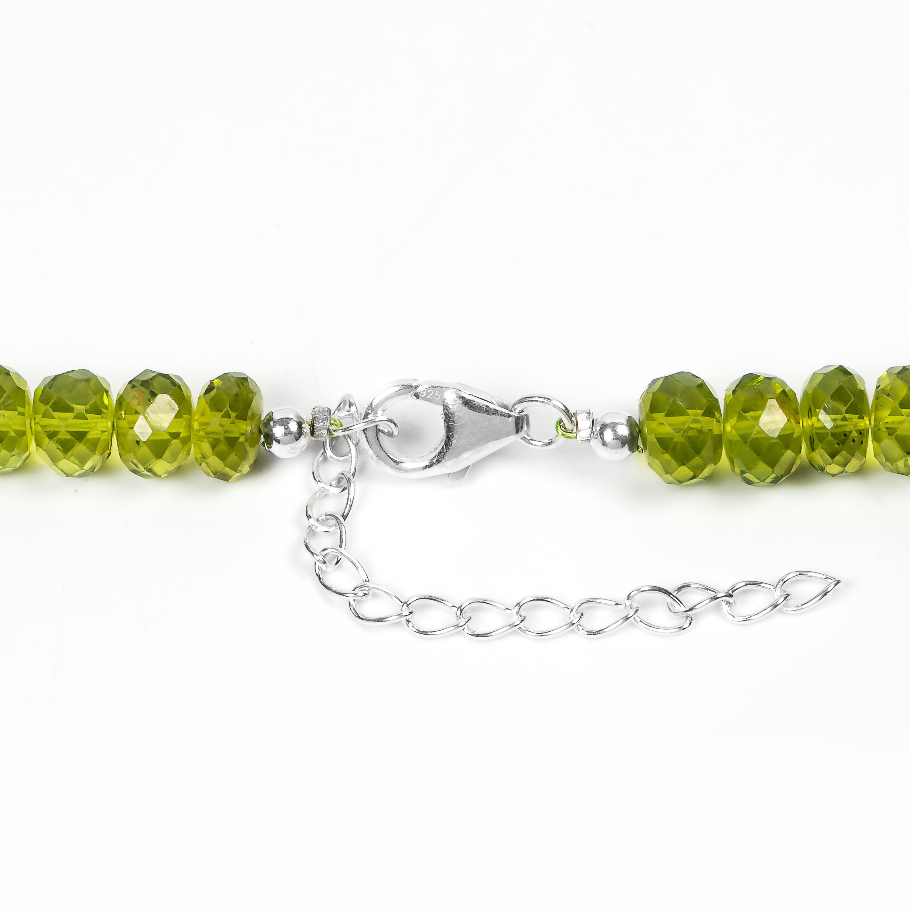5.5-7.5MM Peridot Smooth Rondelle Shape Beaded Necklace TGS-1833