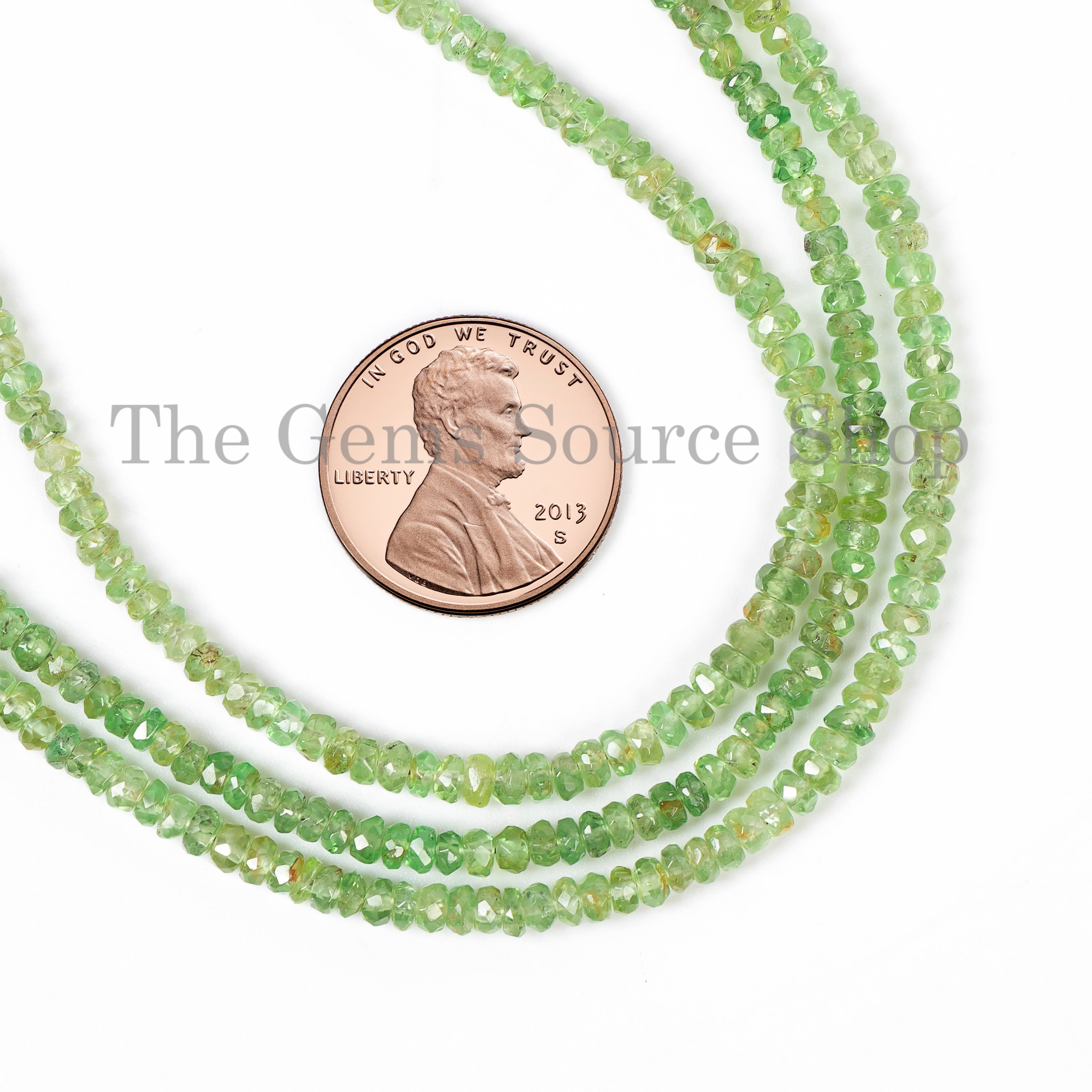3-4MM Tsavorite faceted rondelle shape beads Strand 16 INCHES TGS-4828
