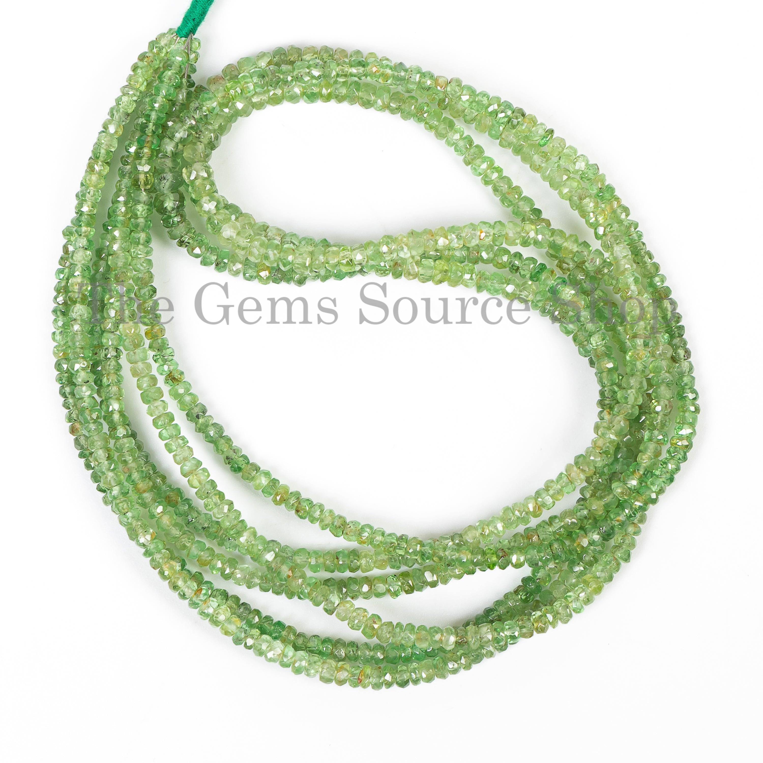 3-4MM Tsavorite faceted rondelle shape beads Strand 16 INCHES TGS-4828