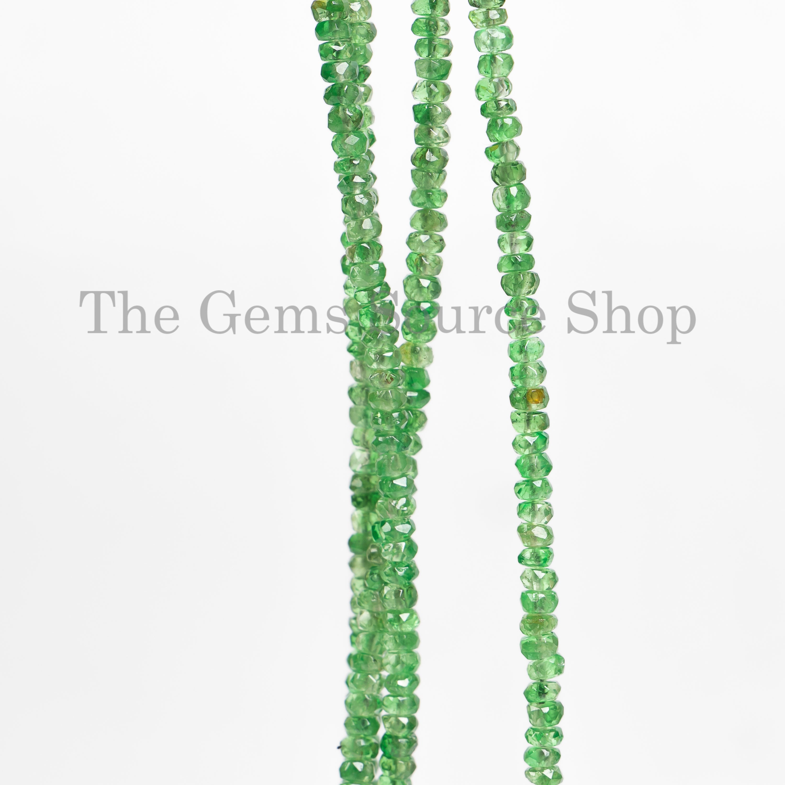 Tsavorite faceted rondelle shape gemstone beads TGS-4825