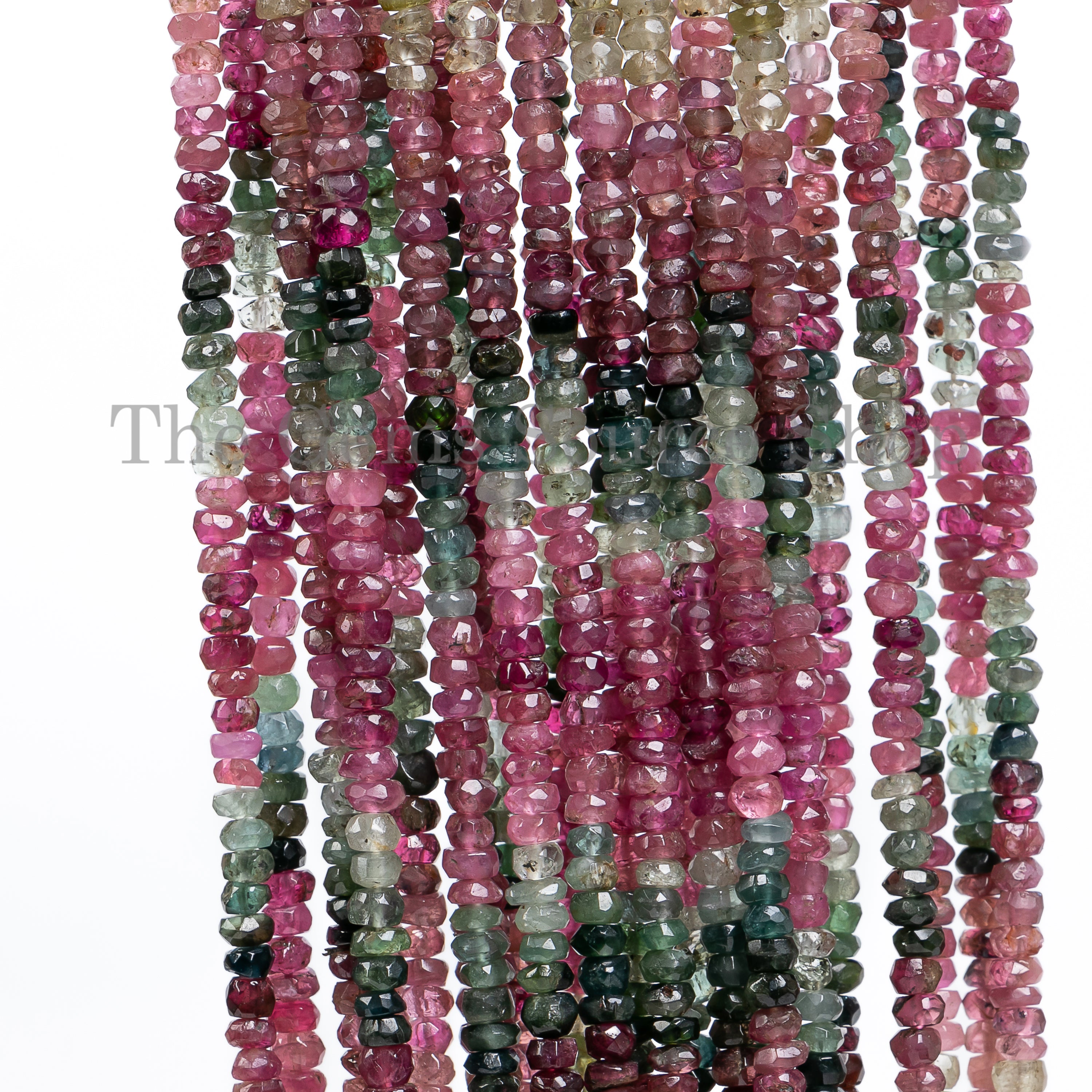 Multi tourmaline faceted rondelle Shape Gemstone beads TGS-4837