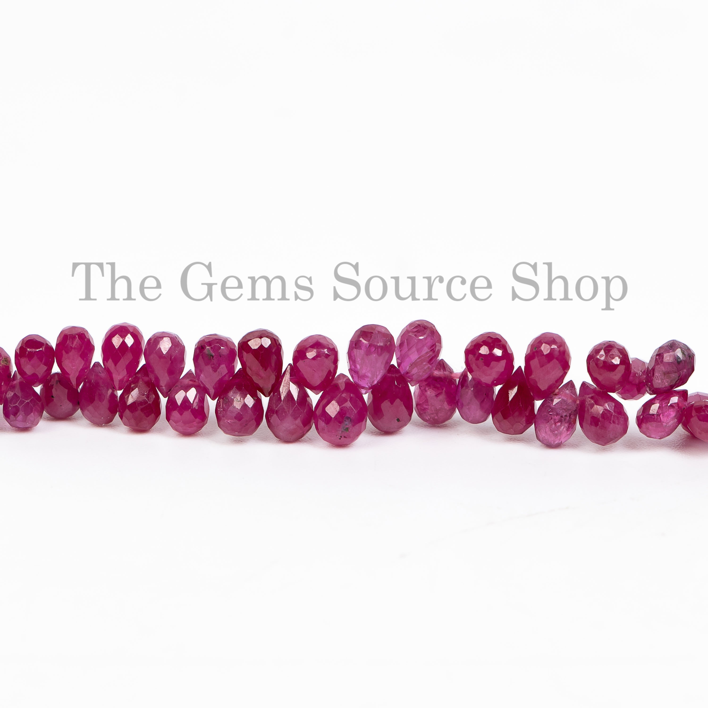 Ruby Faceted Tear Drop Shape Gemstone Beads TGS-4831