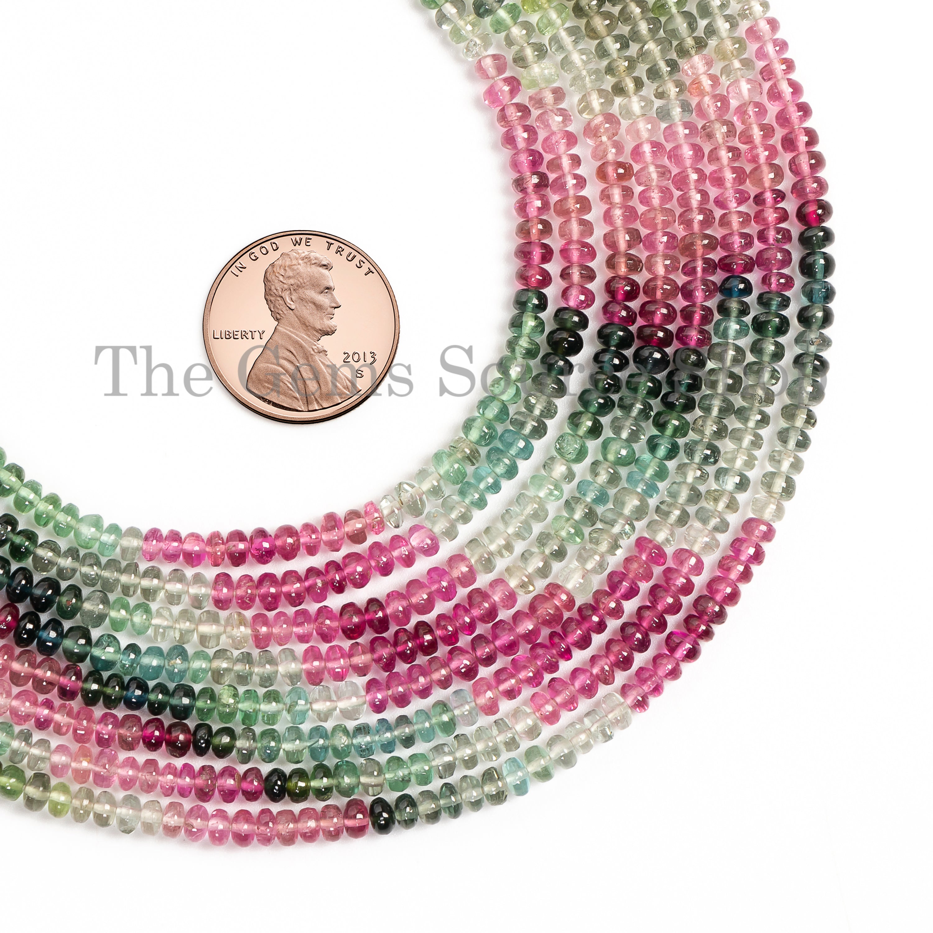 3.5-4 mm Multi tourmaline smooth rondelle shape beads TGS-4743