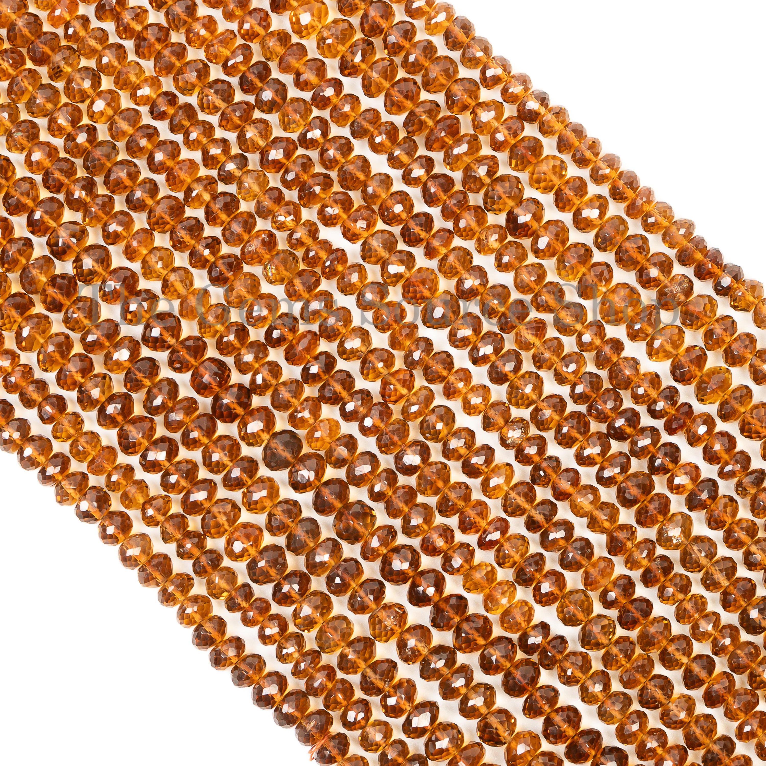 Whisky Quartz  Faceted Rondelle Loose Gemstone Beads TGS-1624