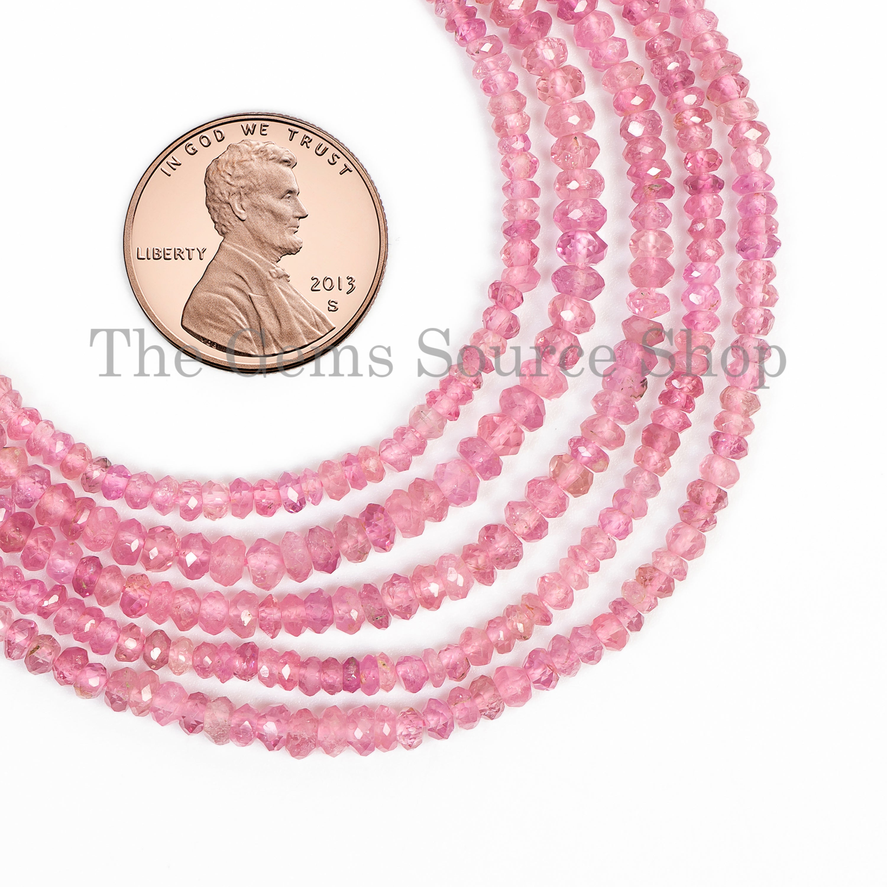 2.25-3 mm Pink Tourmaline Faceted Rondelle Beads TGS-4731
