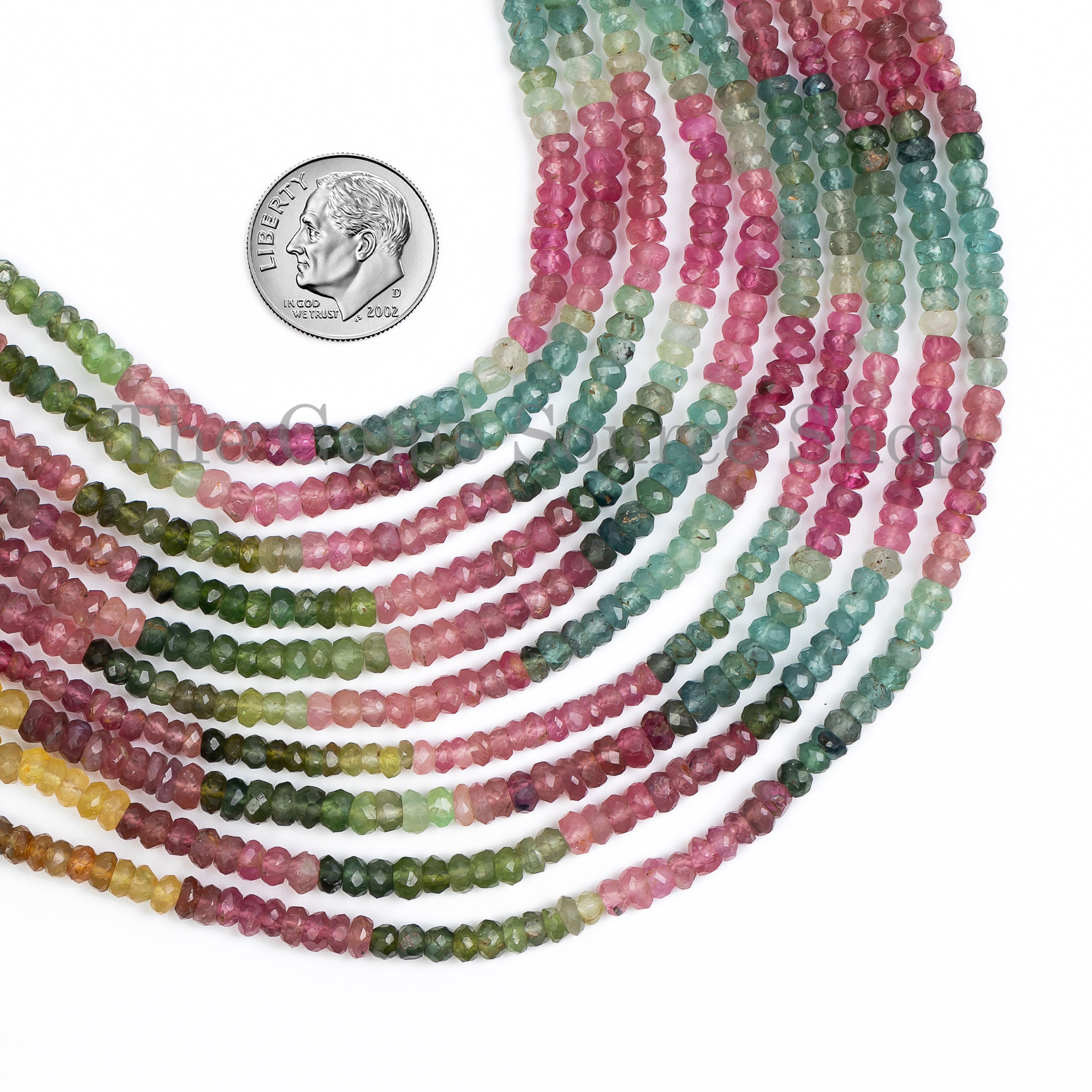 Multi Tourmaline Beads, Faceted Rondelle Beads, Natural Tourmaline Beads For Jewelry TGS-5044