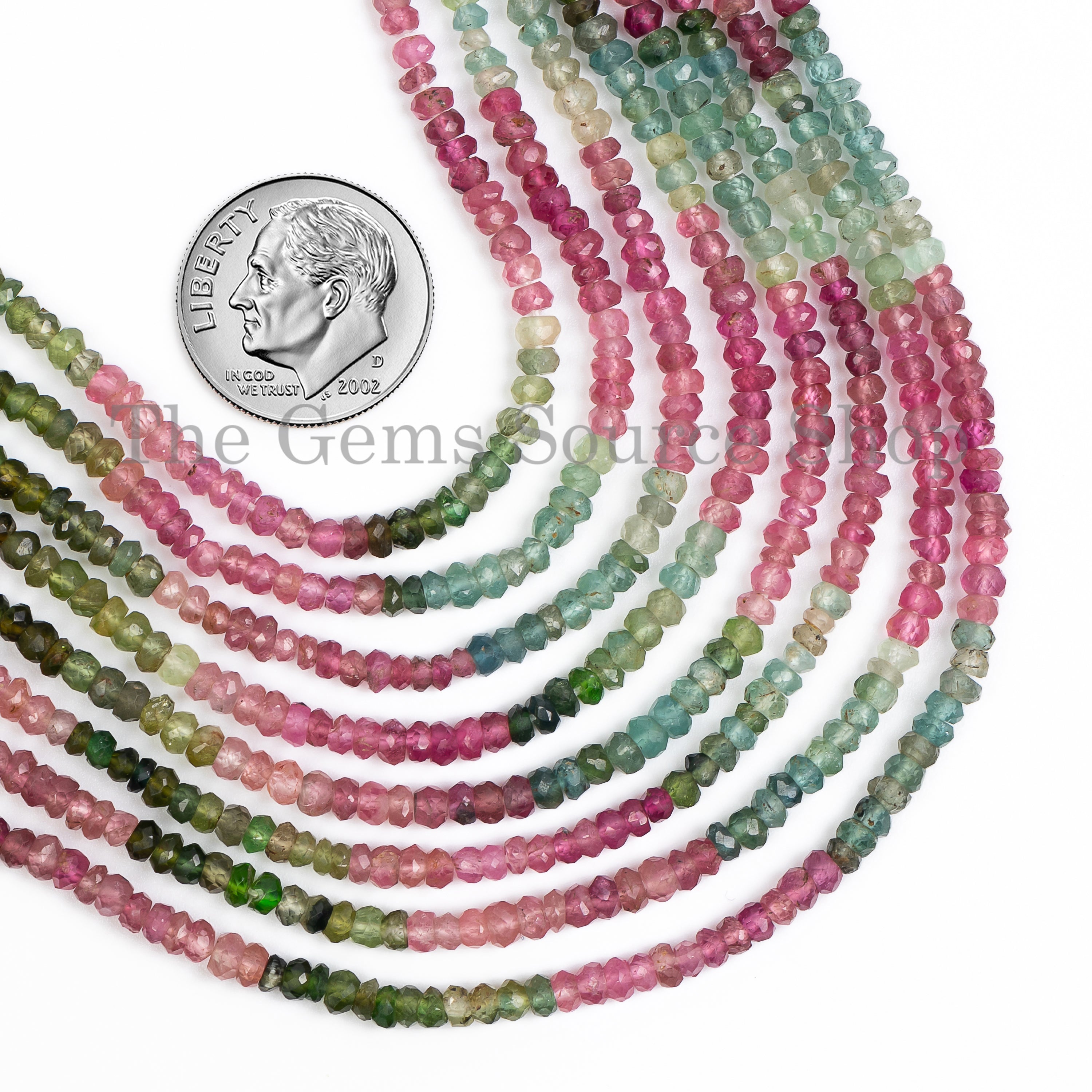 Multi Tourmaline Faceted Rondelle Beads, Loose Natural Tourmaline Beads, TGS-5039