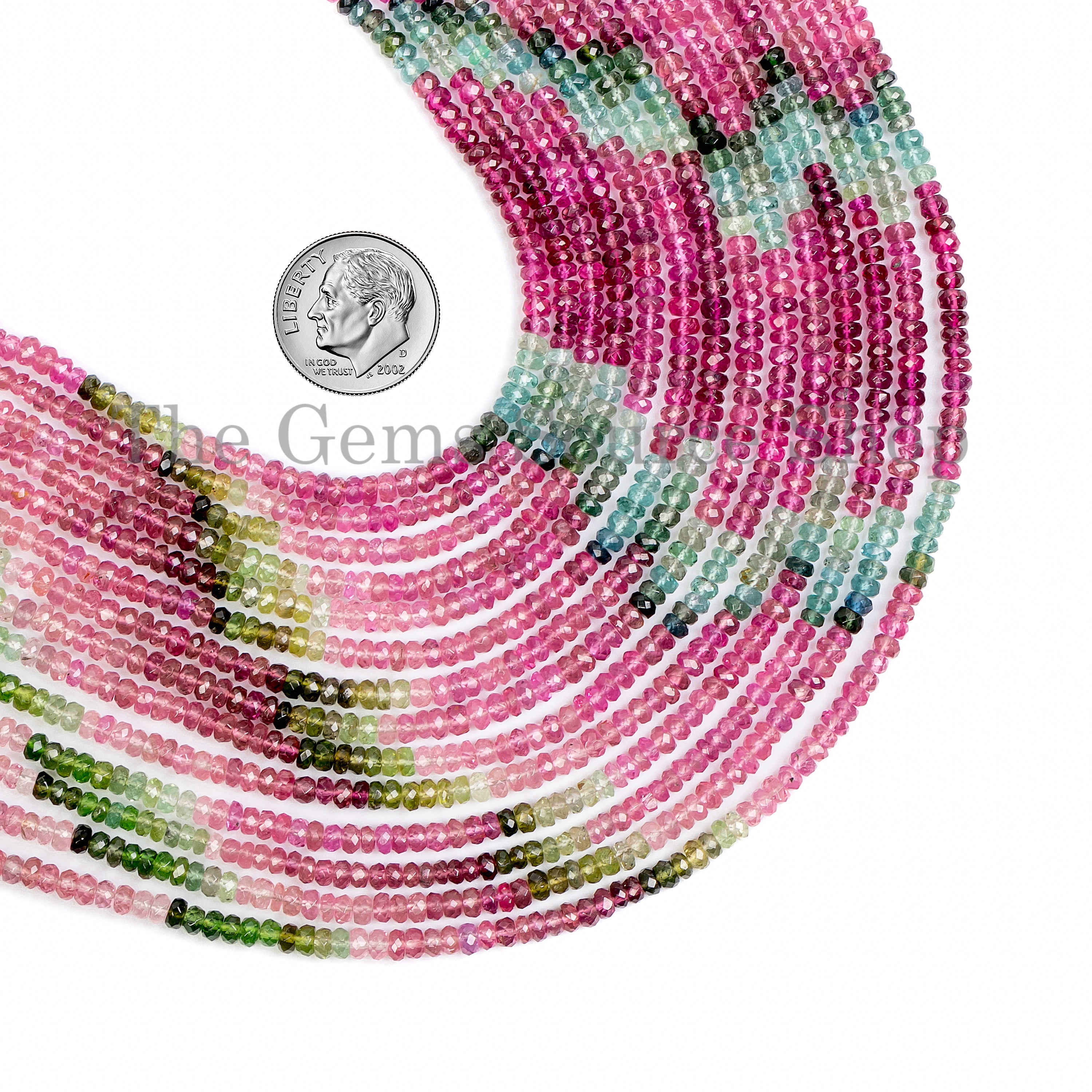 Multi Tourmaline Beads, Faceted Rondelle Beads, Natural Tourmaline Beads For Jewelry TGS-5045