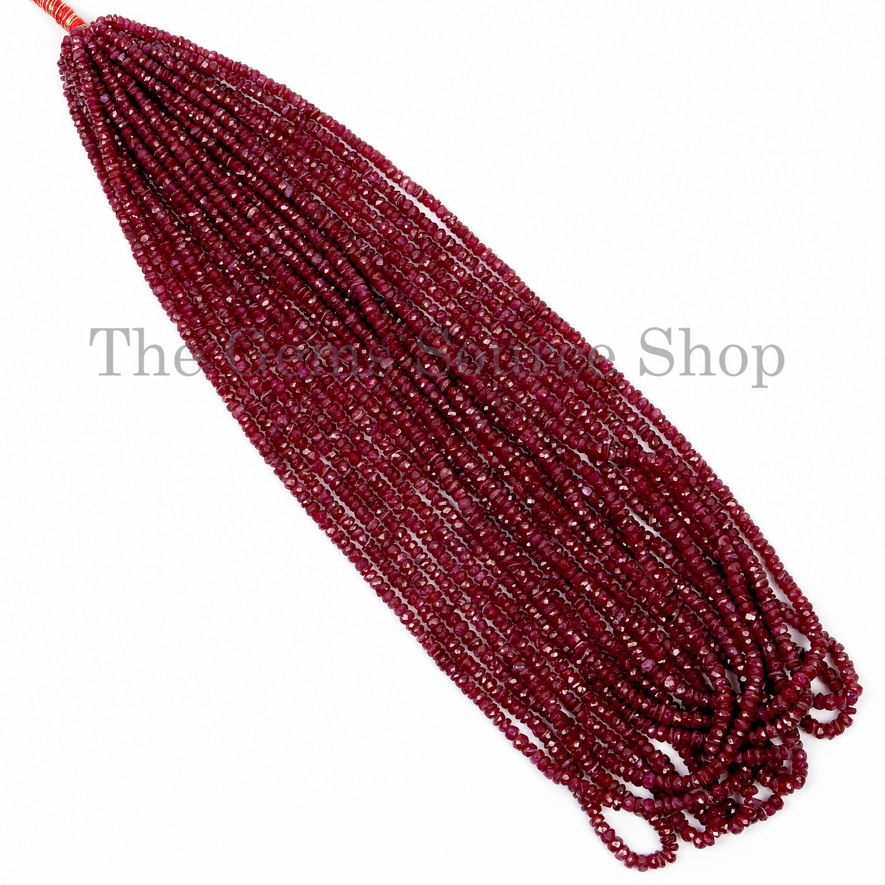 Natural ruby faceted rondelle beads, 2.5-3.5mm ruby faceted round beads for jewelry making, TGS-5048