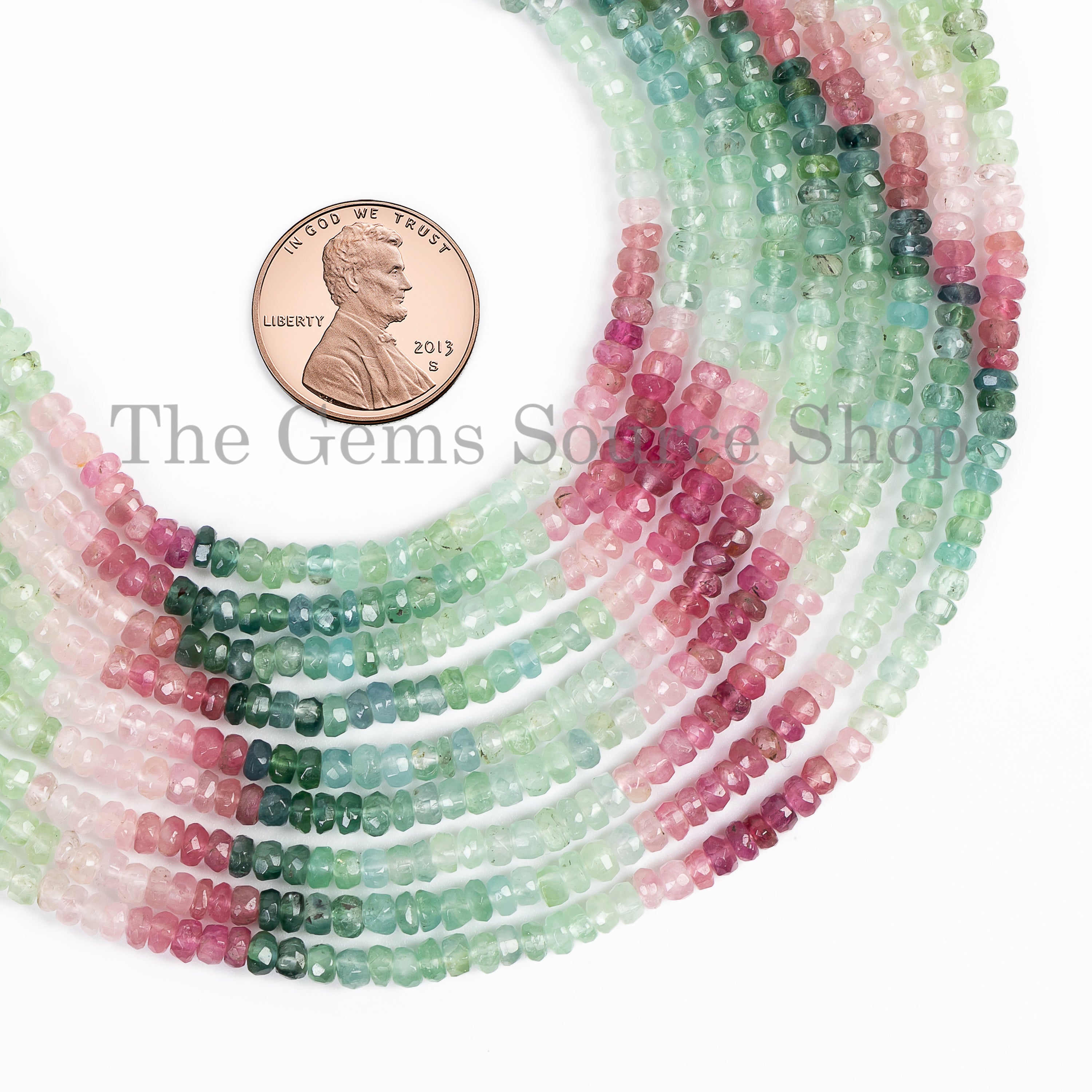 Afghani tourmaline faceted rondelle shape beads TGS-4847