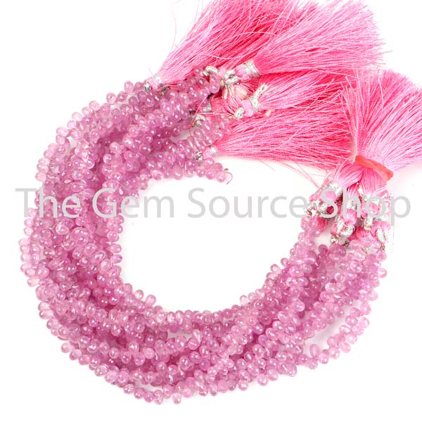 Pink Sapphire Faceted Side Drill Drops Shape Beads TGS-2226