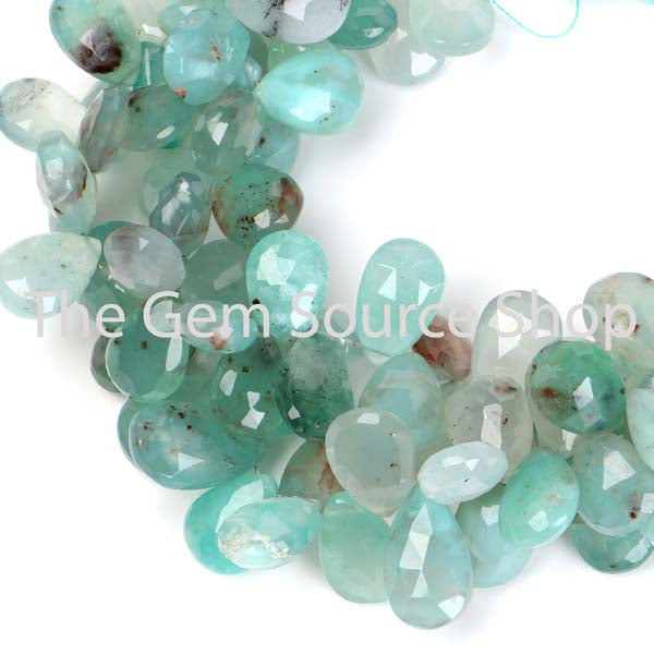 Aqua Chalcedony Faceted Pear Shape Gemstone Beads TGS-2276